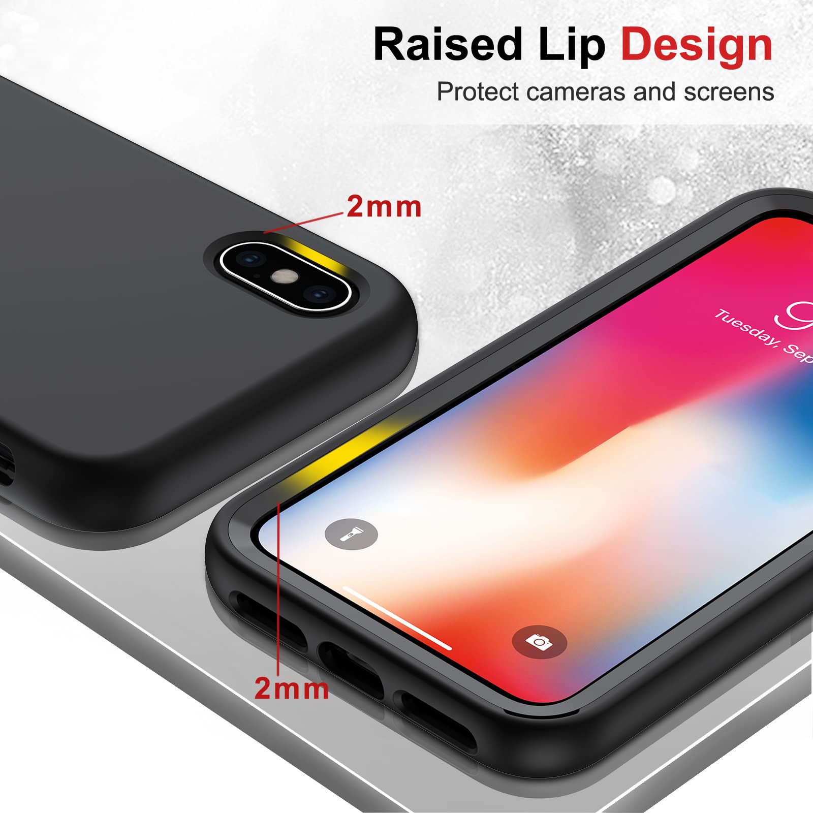 Leyi For Iphone 10 Case, Iphone X Case With [2 X Tempered Glass Screen Protector] For Men, Full Body Shockproof Soft Liquid Sili