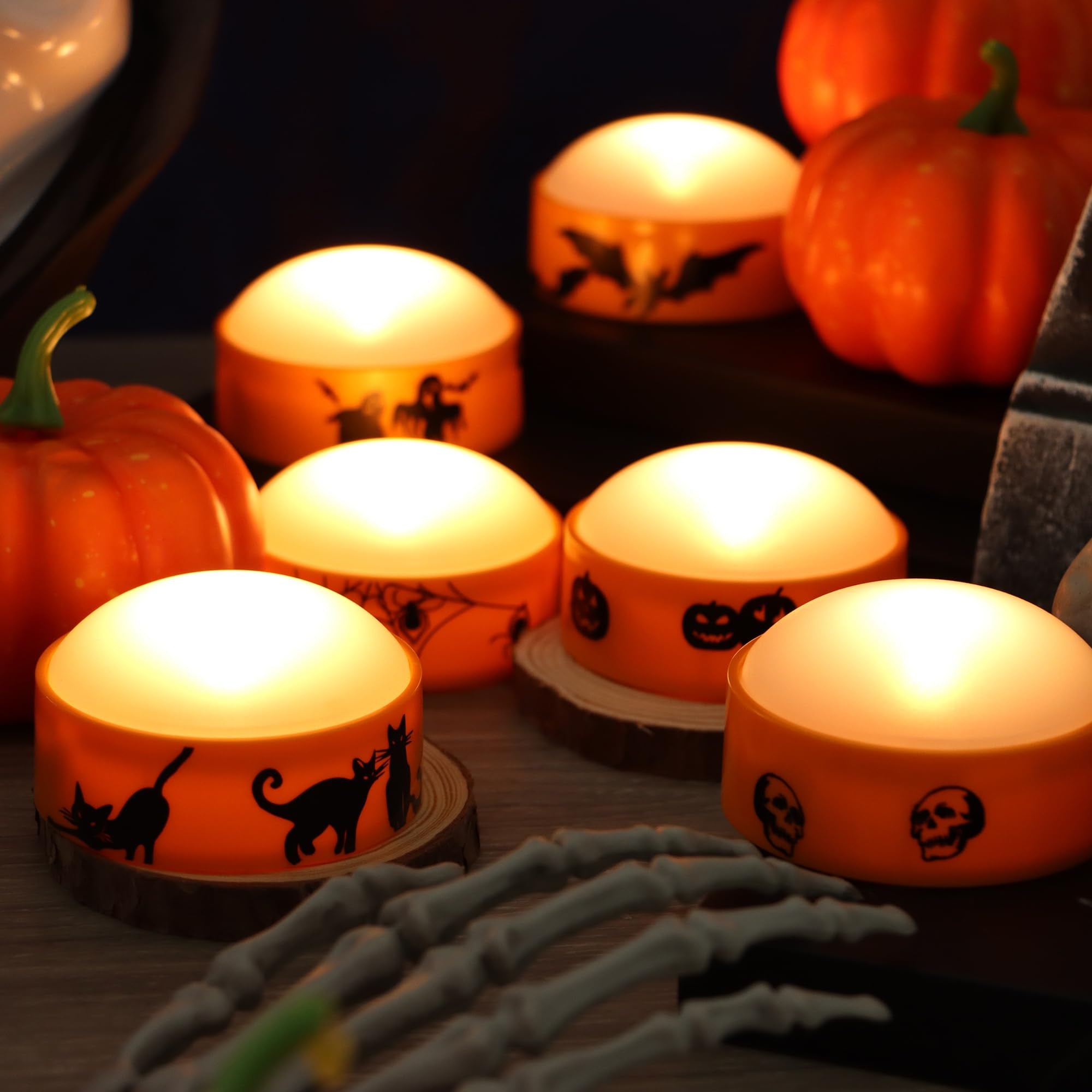 Candle Choice Halloween Led Pumpkin Lights With Remote Timer Bright Flickering Battery Operated Jack O Lantern Electric Flameles