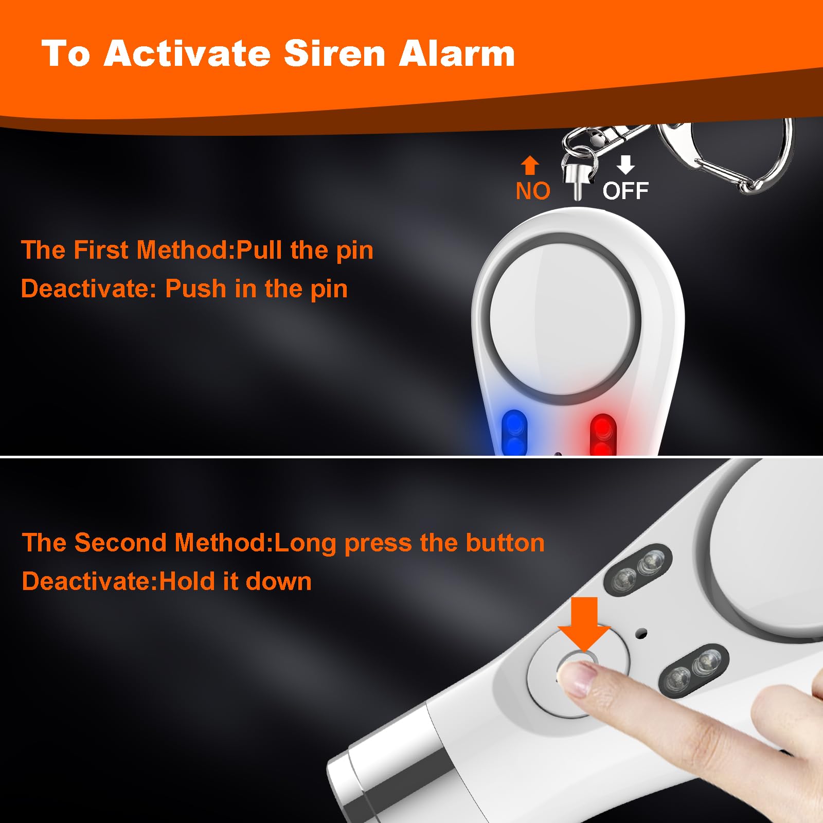 Fuvision Personal Keychain Alarm For Women,Safety Alarm For Kids,Adults,Seniors,135Db Siren Alarm Self Defense With Red And Blue Warming Lights,Sos Emergency And Strobe Led Flashlight(Pink) (White)