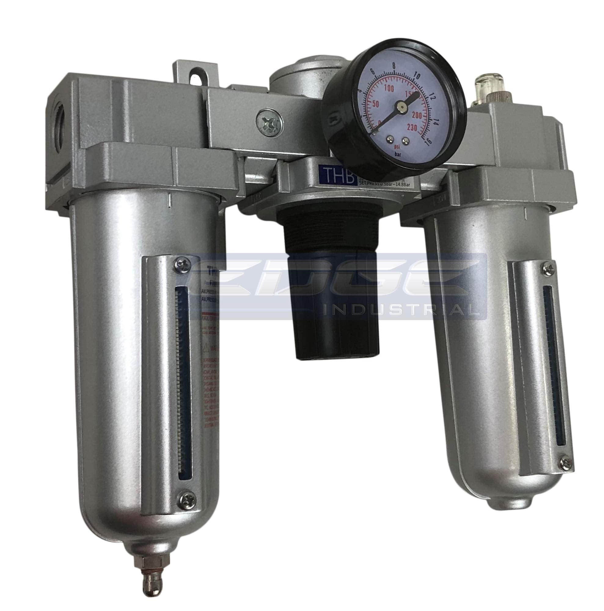Heavy Duty Industrial Rated 3 Stage Combination Filter Regulator Lubricator Air Line Particulate Filter Moisture Trap Lubricator