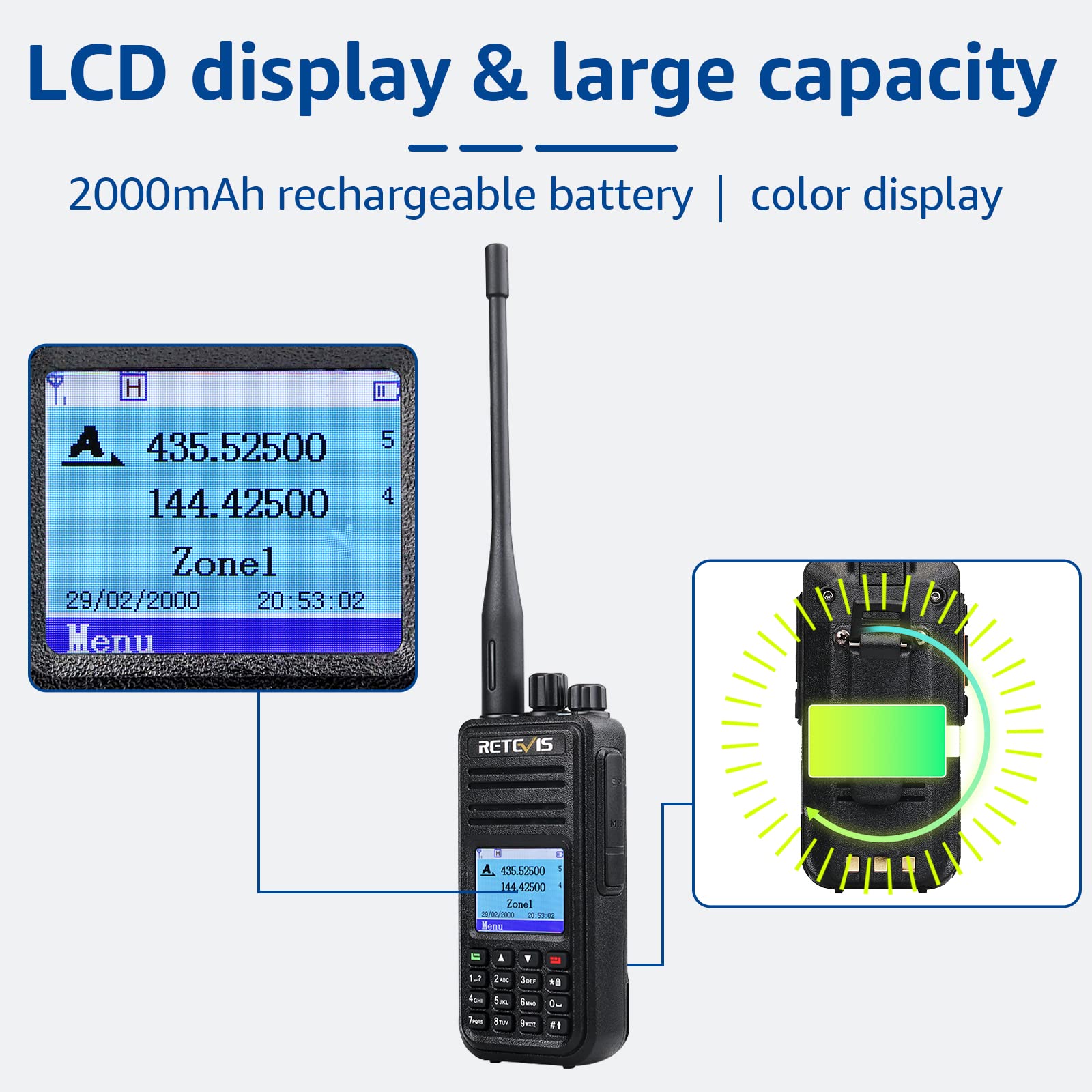 Retevis Rt3S Dmr Radio, Dual Band Ham Radio With Cable, Gps Aprs, Support Opengd77, 3000 Channels, 120K Contacts, 2000Mah Rechargeable, Long Range Handheld Walkie Talkies For Traveling Hiking