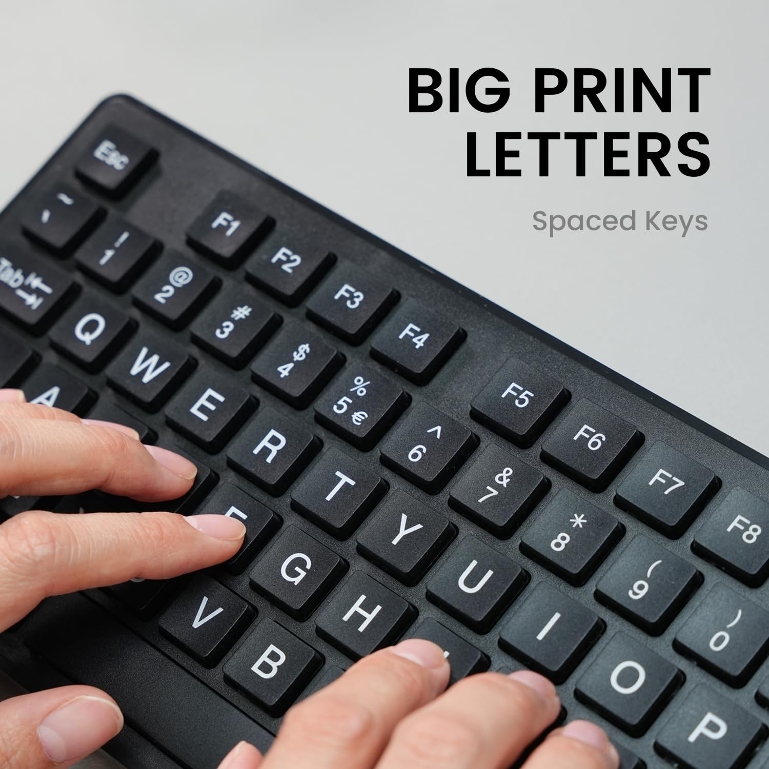 Perixx Periboard 117P Wired Ps2 Full Size Keyboard   Big Print Letters   Black   Us English
