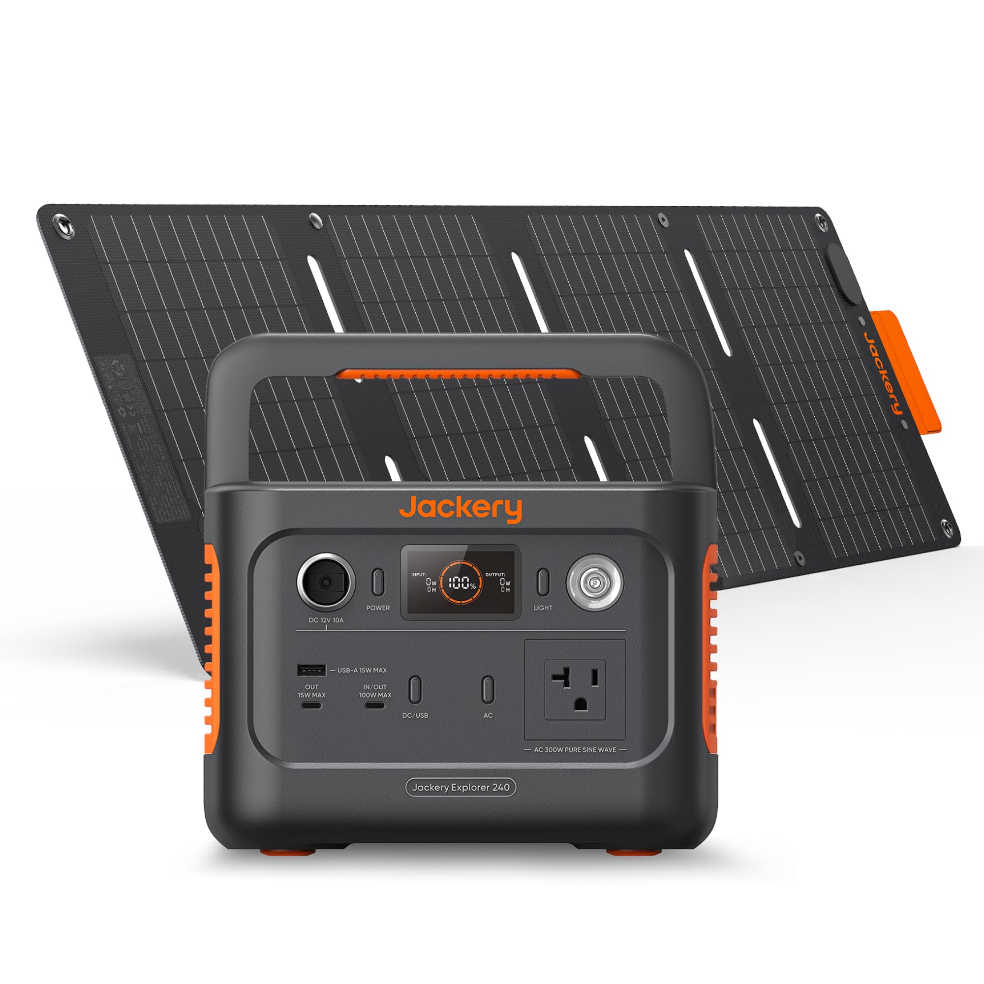 Jackery Solar Generator 240 V2 And 40W Mini Solar Panel 2024 New Version, 256Wh Lifepo4 Battery, 300W Ac & 100W Usb C Output, Ul