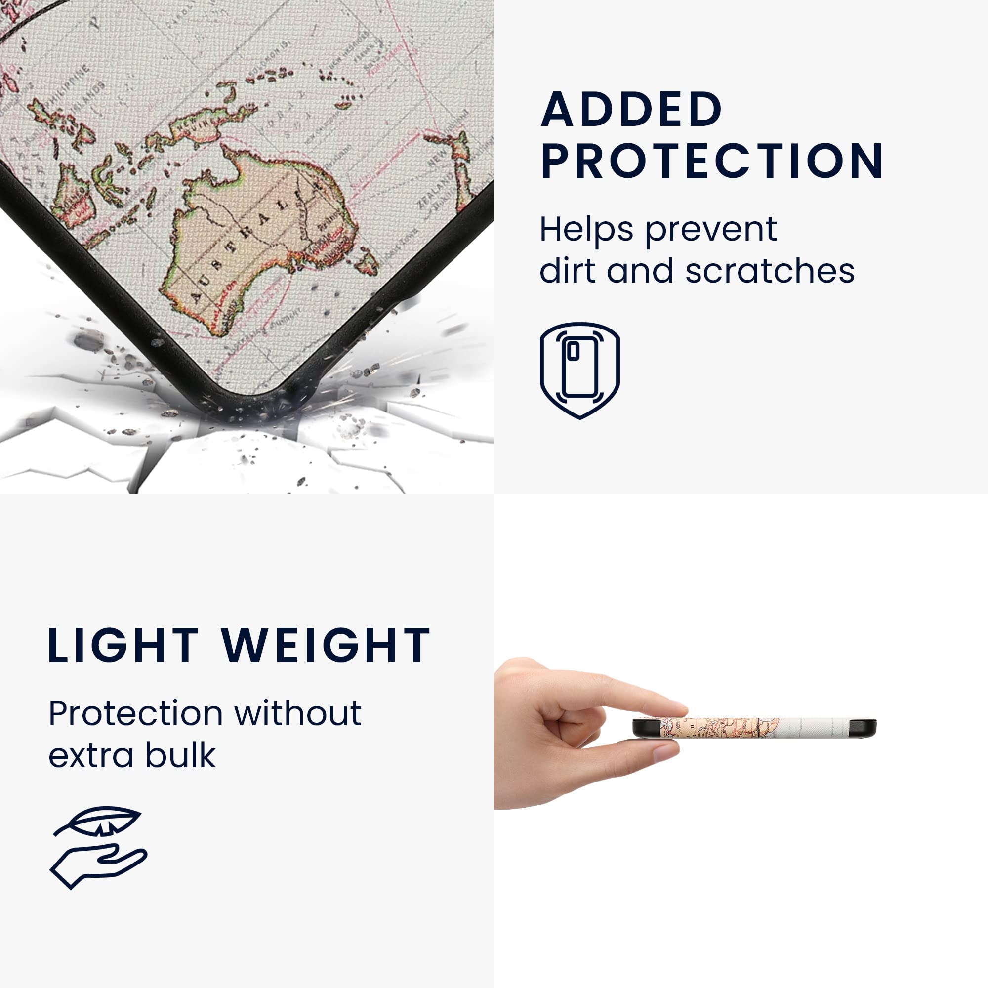 Kwmobile Case Compatible With Barnes & Noble Nook Glowlight 4 / 4E Case - Ereader Cover - Travel Black/Multicolor