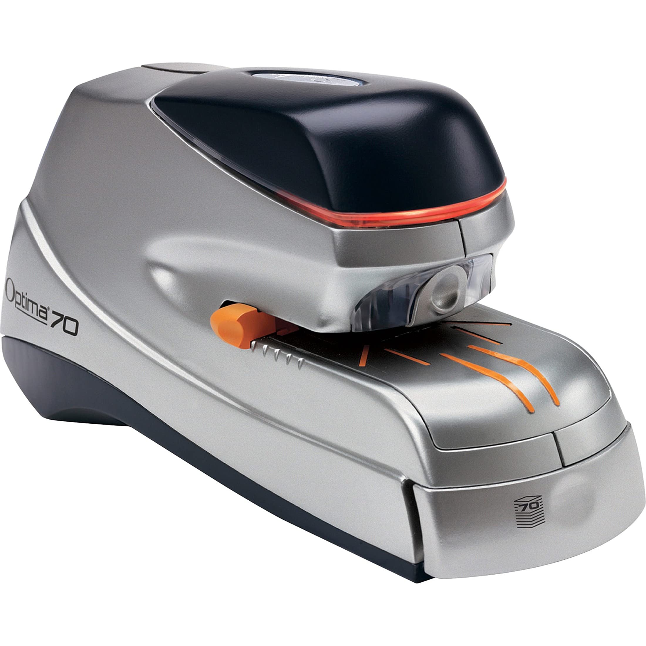 Swingline Optima 70 Electric Stapler, 70 Sheet Capacity, Quick Reloading, Jam Free, Includes 500 Staples, Orange/Gray (48210)