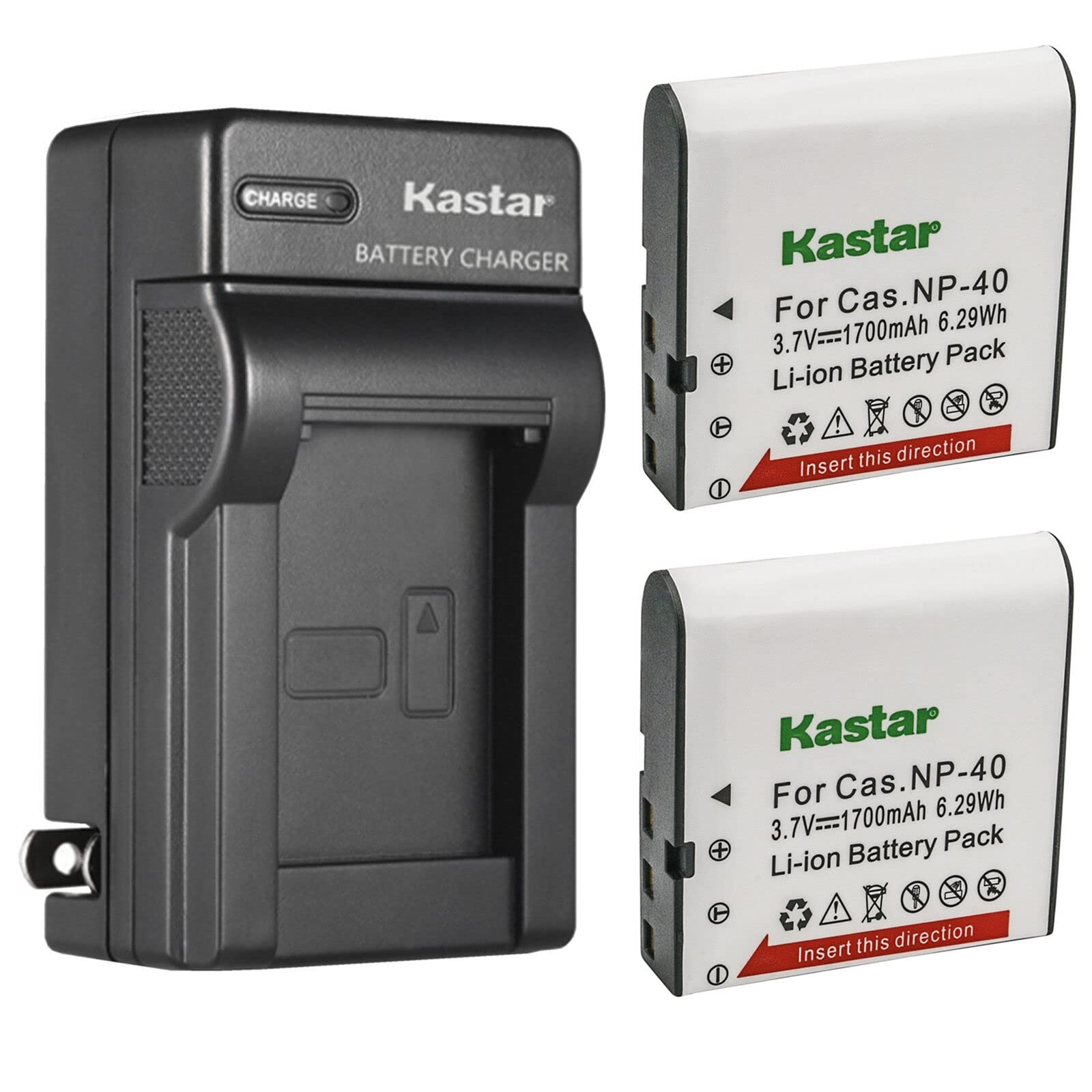 Kastar 2-Pack NP-40 Battery and AC Wall Charger Replacement for Minolta MN4K100Z 4K Ultra HD, Minolta MN4K30NV 4K Ultra HD / 30 
