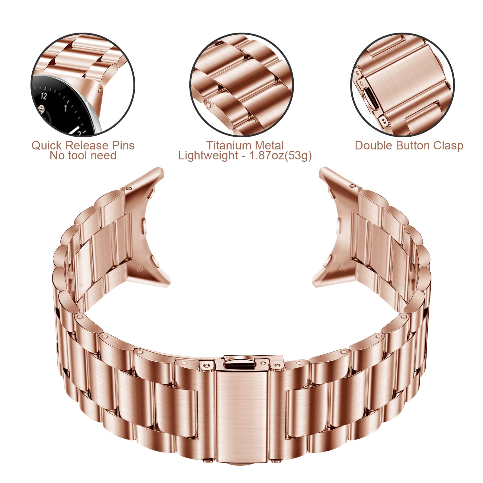 Yeahxing Compatible With Google Pixel Watch Band Metal, Adjustable Stainless Steel Metal Wristband Band For Google Pixel Watch 2