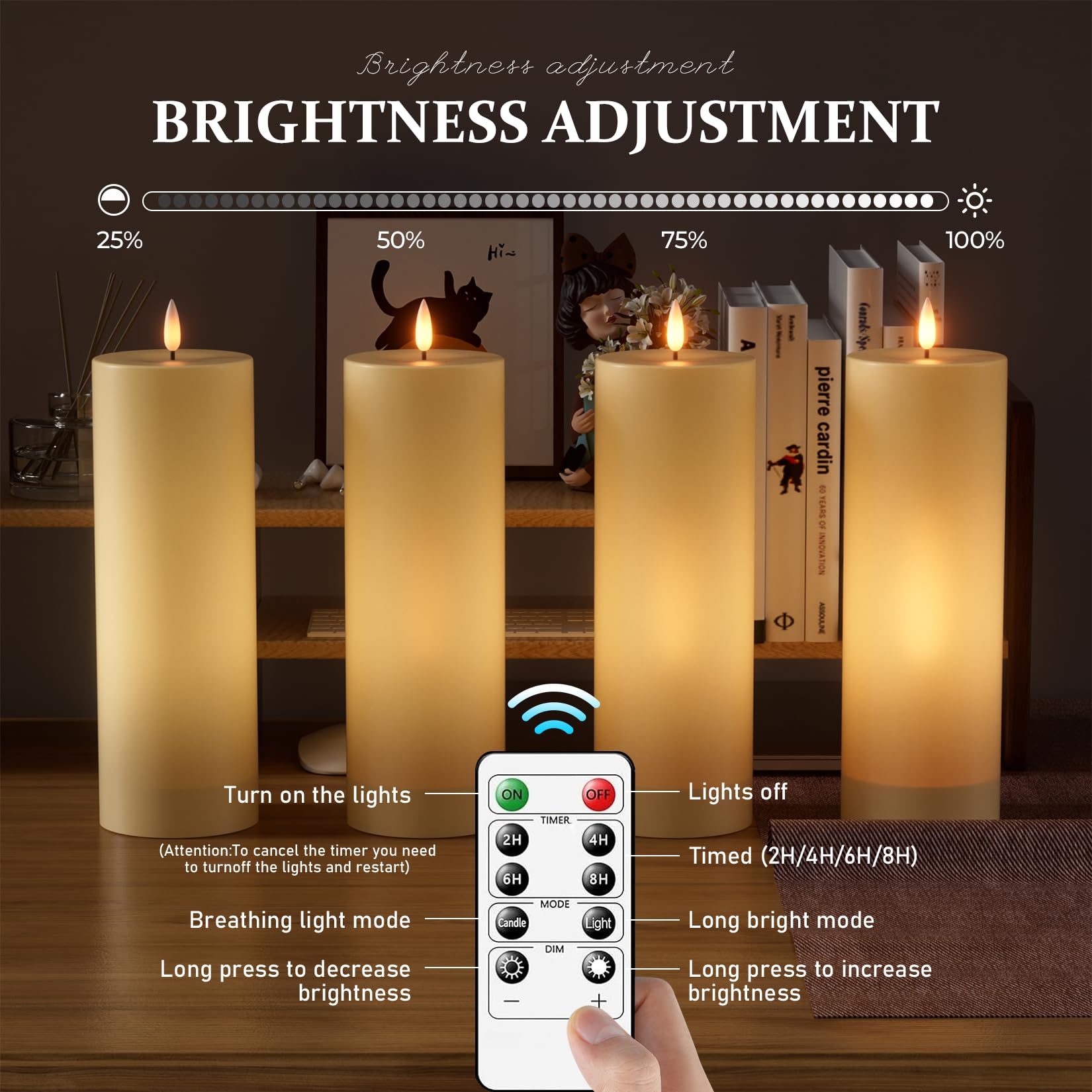 Aoxdwge 14'' X 4'' Large Flameless Pillar Candles With Remote, Waterproof Flickering Led Flameless Candles With Timer For Outdoo