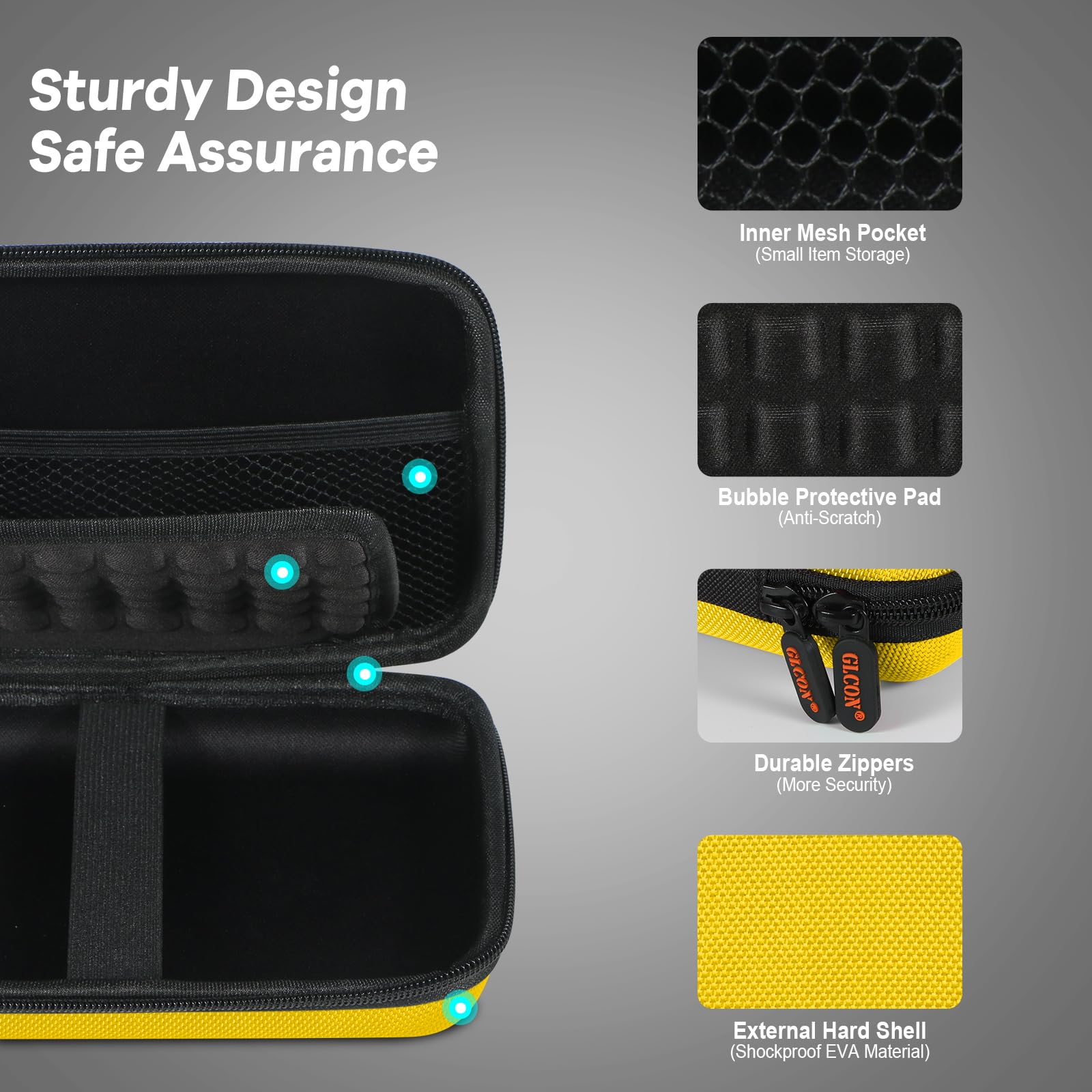 Bright Yellow Hard Shell Electronic Organizer Carrying Case - Shockproof Large Storage Case For Hard Drive, Phone, Power Bank, C