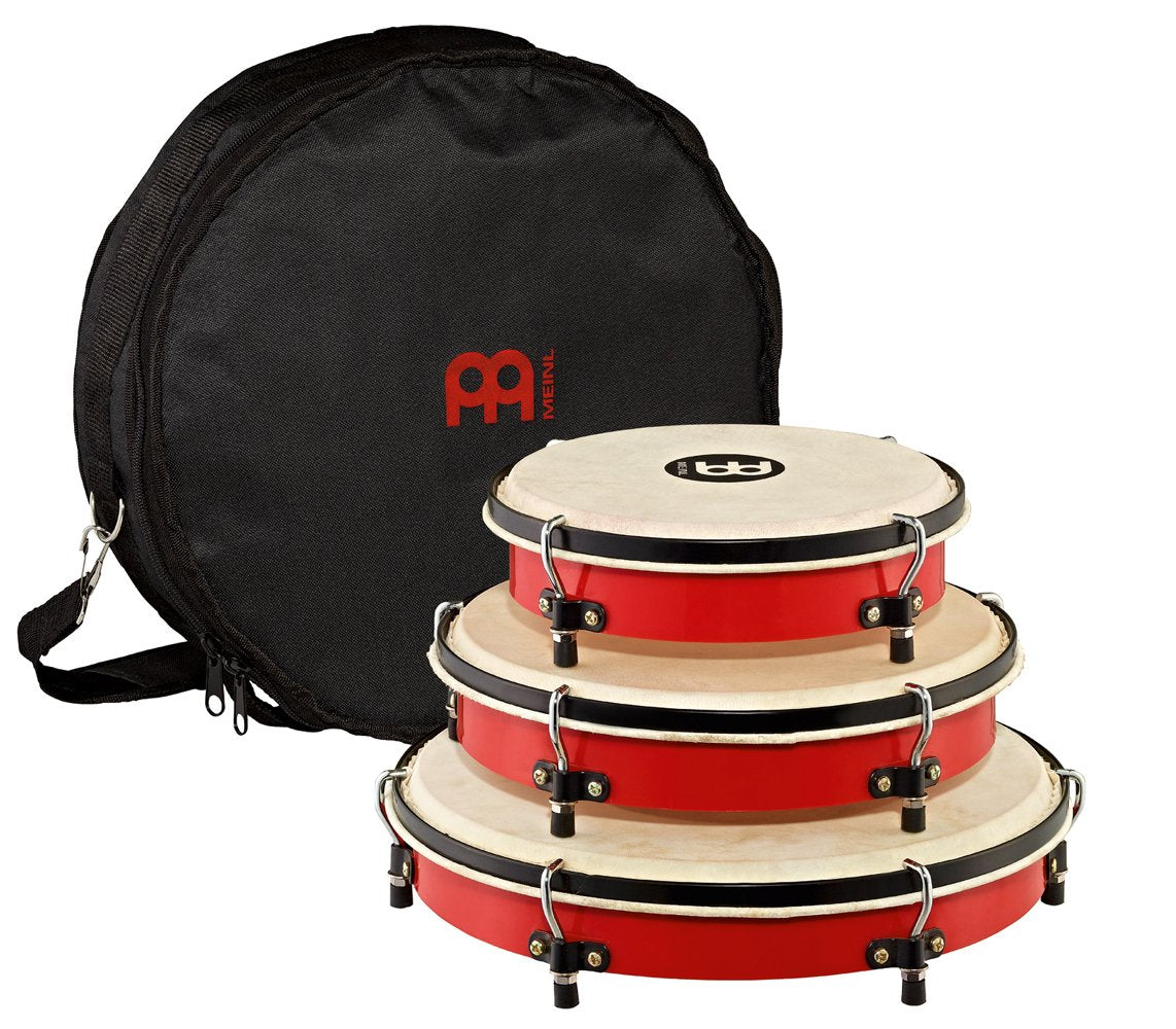 Meinl Percussion Pl Set Traditional Frame Drum Set With Bag: 8, 10, And 12 Inch, Red