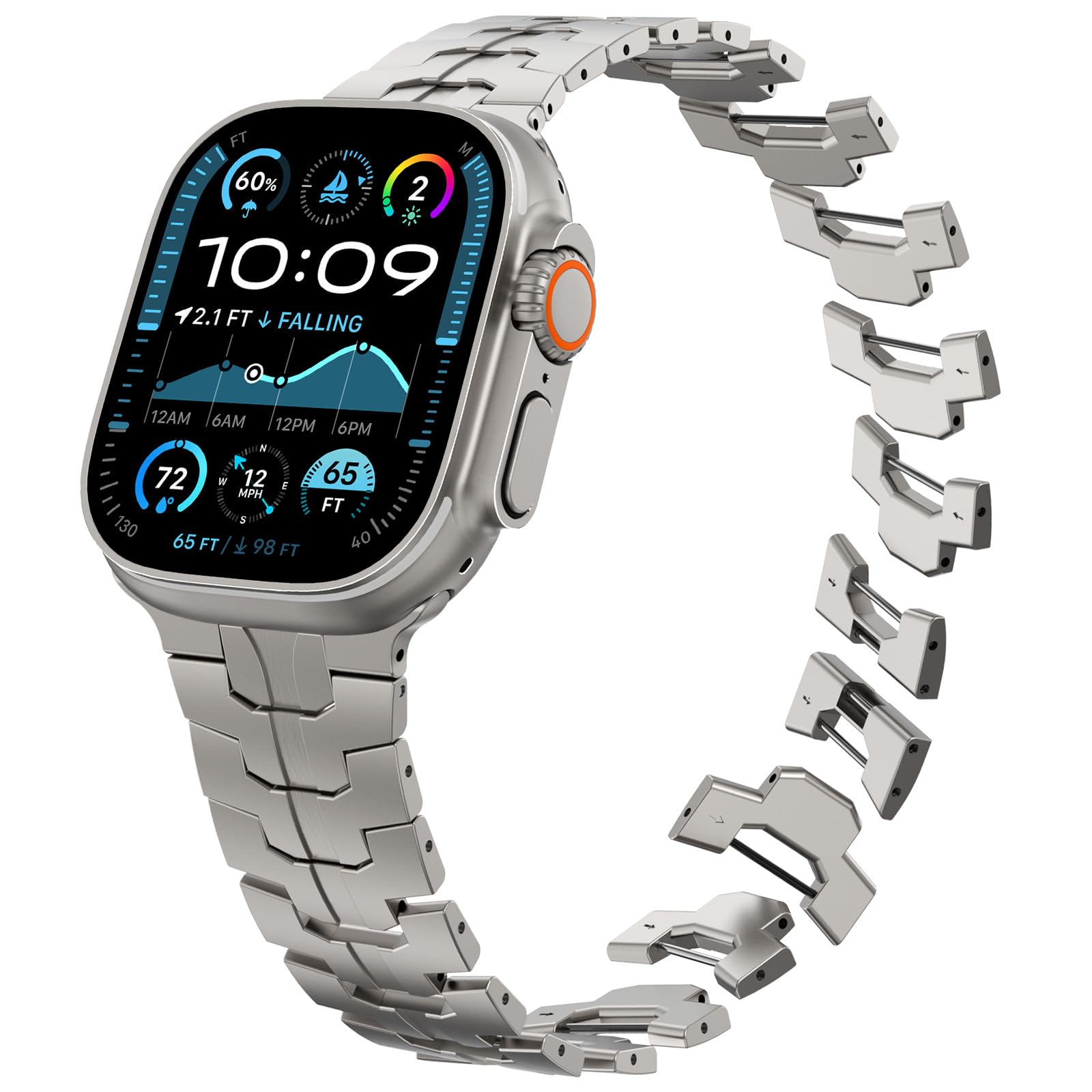 Chanchy Stainless Steel Band For Apple Watch Band Apple Watch Ultra 3/2/1 Band 49Mm, Series 11/10 46Mm, 9/8/7 45Mm, Se3/Se2/Se 6