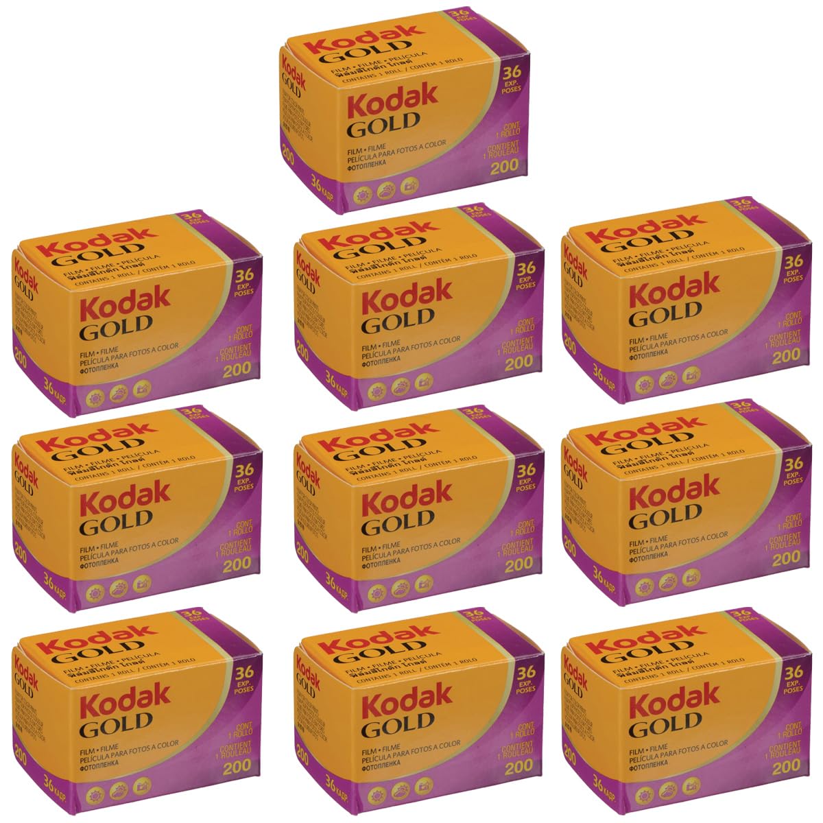 KODAK Kodacolor Gold 200 35mm Color Negative Roll Film, 200 ISO, 36 Exposure, 10-Pack