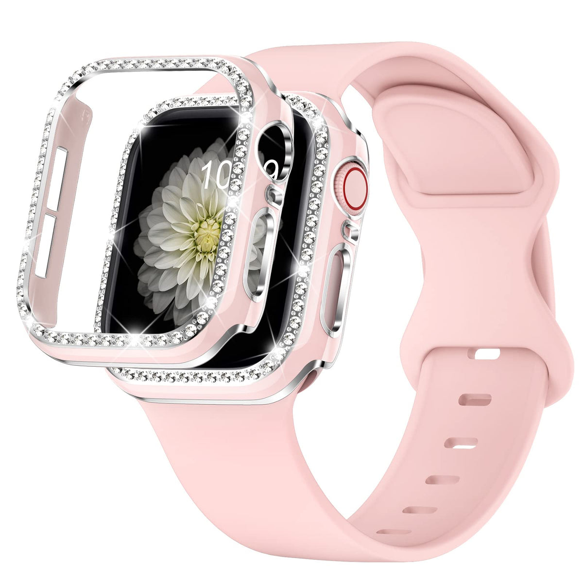 Xyf Compatible For Bling Apple Watch Band 45Mm 44Mm 42Mm 41Mm 40Mm 38Mm Tpu Strap Protective Bling Bumper Case Cover, Men Women 