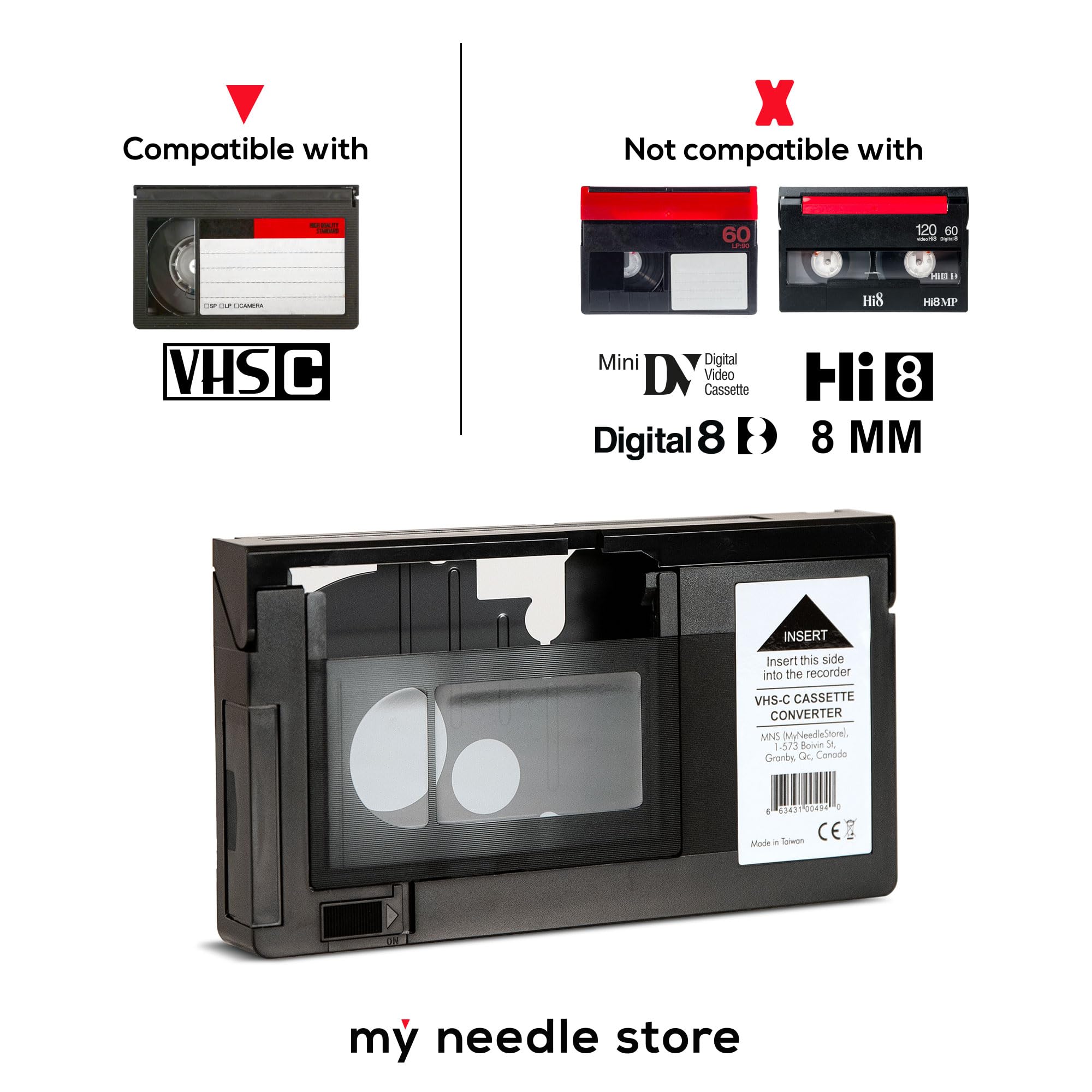 Original Factory Sealed My Needle Store Cassette Adapter For Camcorders Svhs Vhs C To Vhs   Ideal For Vcr Player, Vhs Tapes, Vid