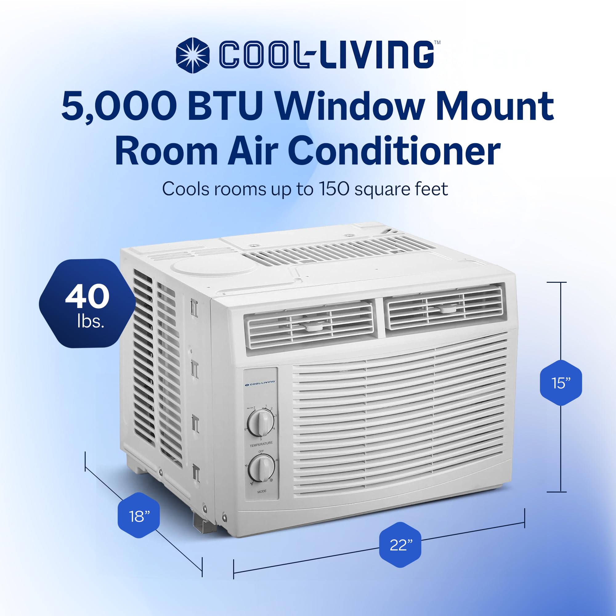 Cool Living 5,000 Btu 9.7 Eer 115V Window Mount Room Air Conditioner Ac Unit
