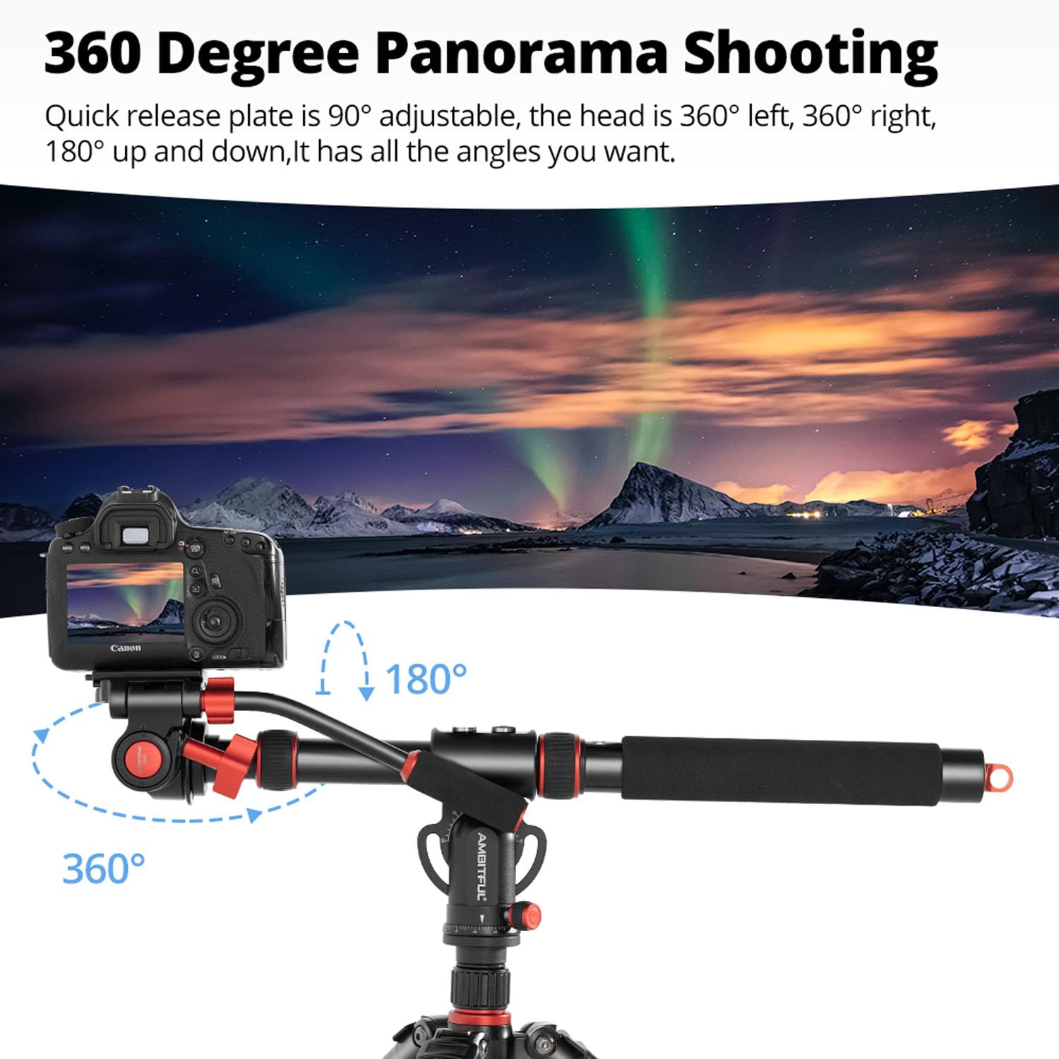 Ambitful Tripod Extension Arm,42' Retractable Horizontal Center Column Tripod Boom Arm,360� Rotatable With Sandbag For Overhead,Multi Angle Photography,Max Load 22Lbs (Not Including Tripod)