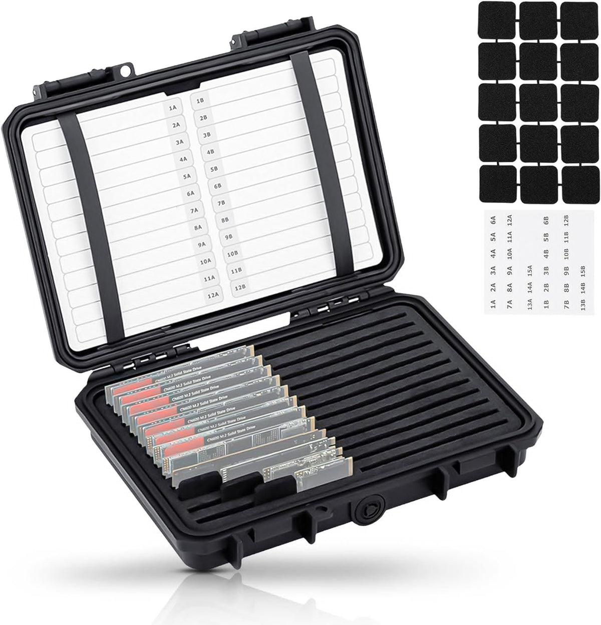 High Capacity 24 Slots M.2 2280 2260 2242 2240 2230 Case, Sturdy M.2 Nvme Ssd Card Case With Label & Notepaper, Water Resistant