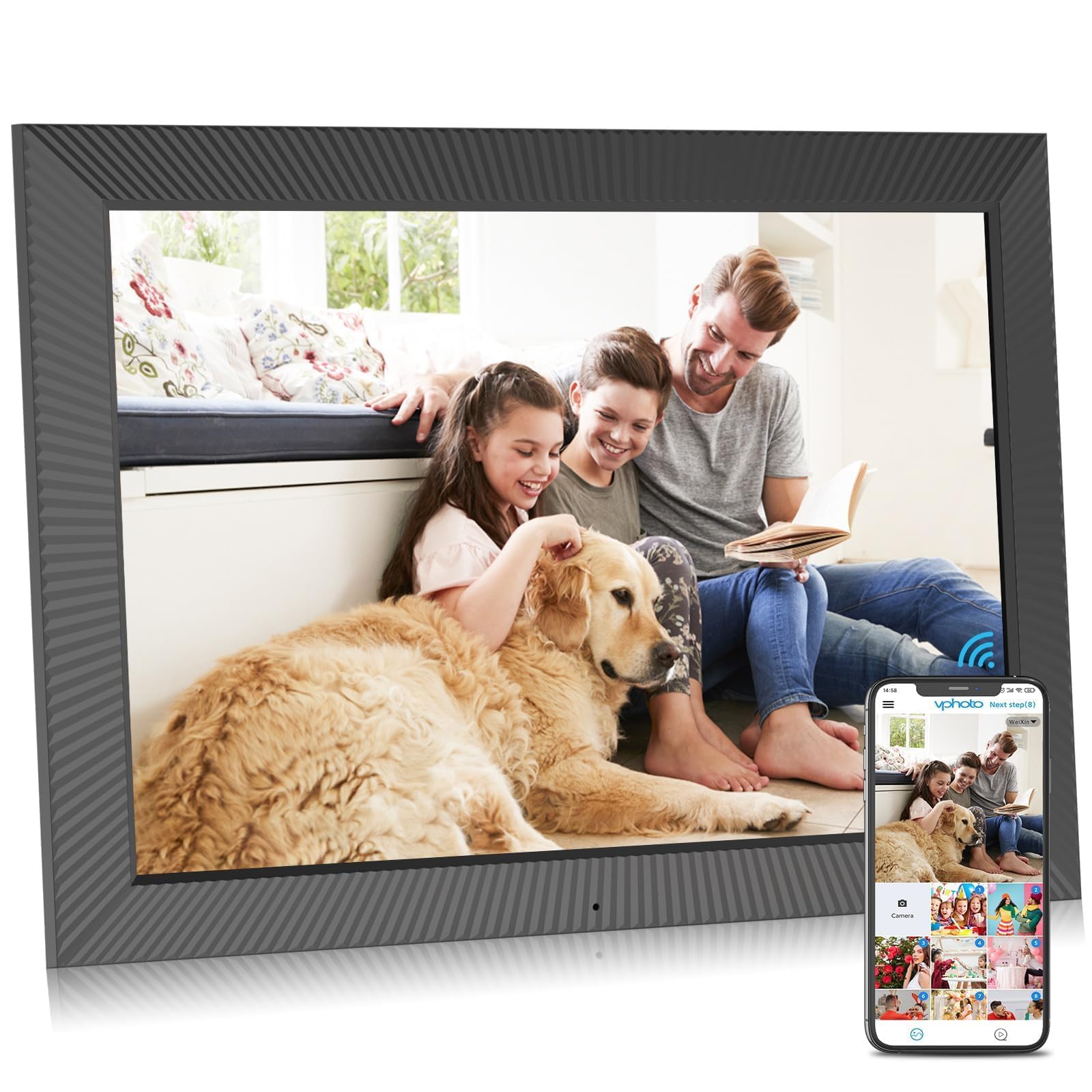 Large Digital Picture Frame Dualwifiphotoframe  32Gb 19 Inch Smart Digital Photo Frame Wall Mountable, Full Function, Touch 