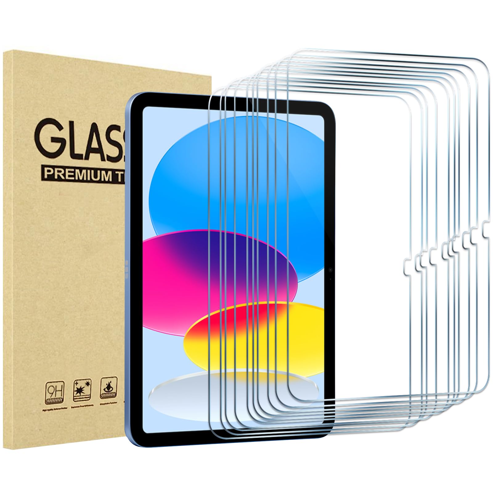 Procase 10 Pack Screen Protector For Ipad 10Th Generation 2022 A2696/A2757/A2777 10.9 Inch, Tempered Glass Film Guard For Ipad 10  Clear