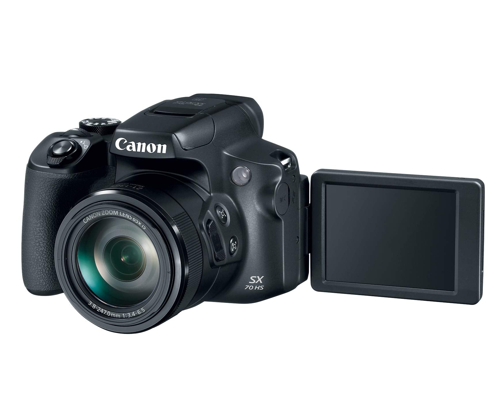 Canon Powershot SX70 20.3MP Digital Camera 65x Optical Zoom Lens 4K Video 3 inch LCD Tilt Screen (Black)