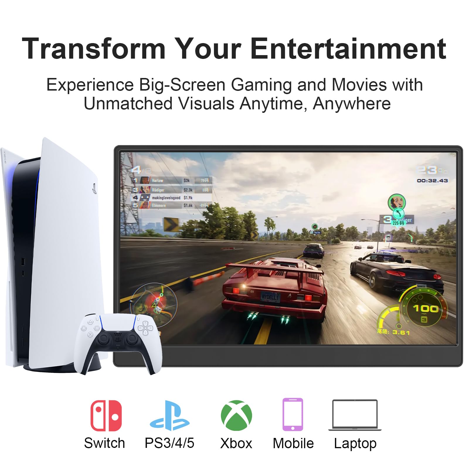 Ufyql Portable Monitor 15.6-Inch Fhd 1080P Ultra-Slim Travel External Monitor Hdr Ips Gaming Display With Kickstand &Speakers Us