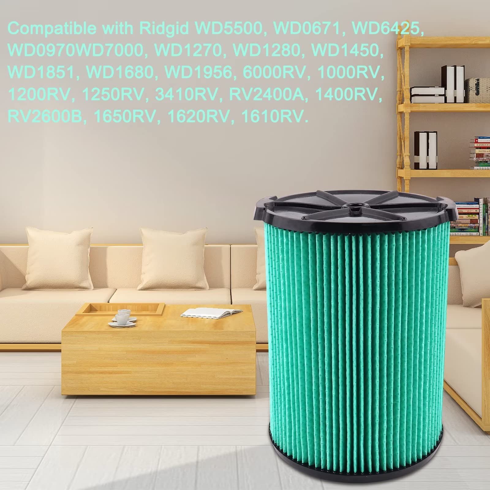 Vf6000 Filter For Ridgid Shop Vac 5 20 Gallon Wet Dry Vacuums, 5 Layer Hepa Filter Fits Wd5500 Wd0671 Wd6425 Wd7000 (2 Pack Vf60