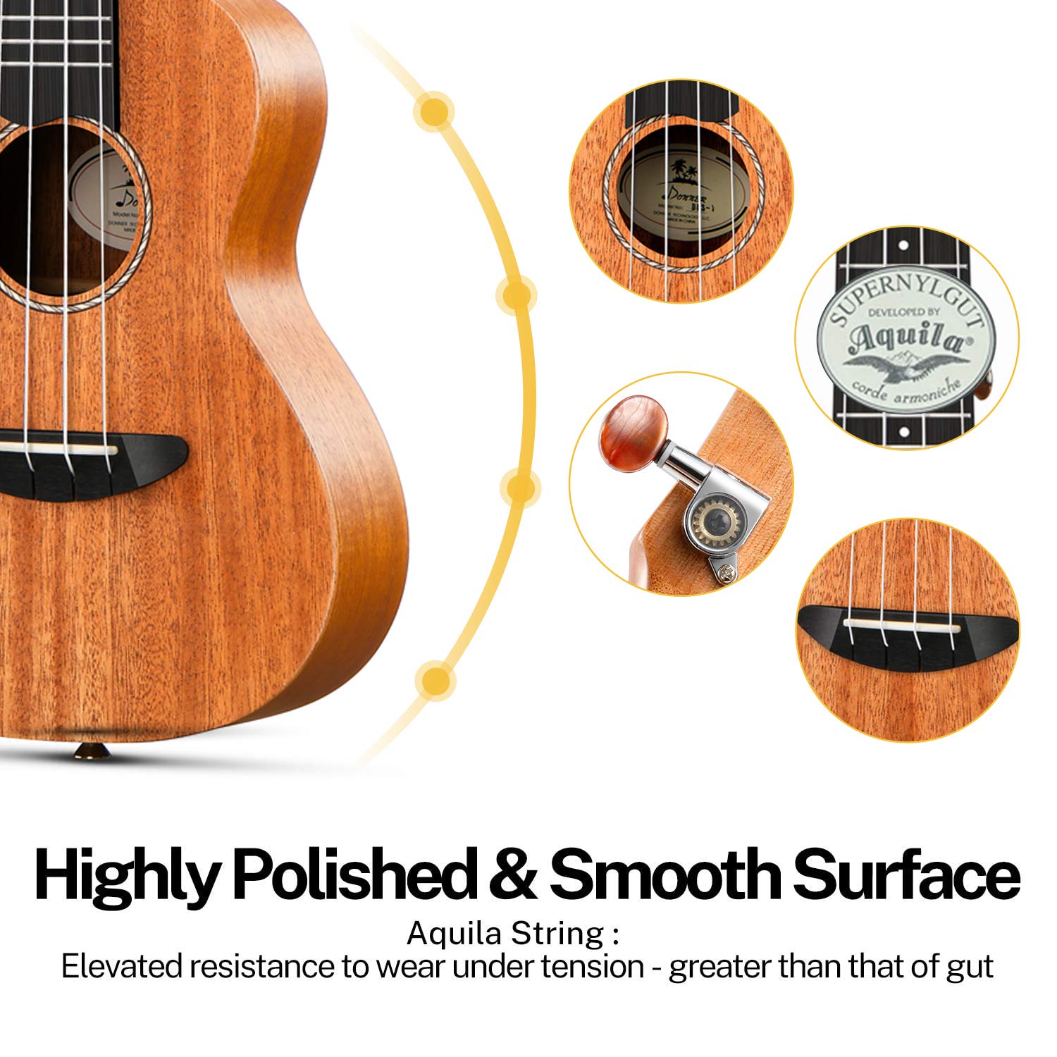 Donner Tenor Ukulele Mahogany Professional 26 Inch Ukelele Starter Bundle Kit With Free Online Lesson Gig Bag Strap Nylon String