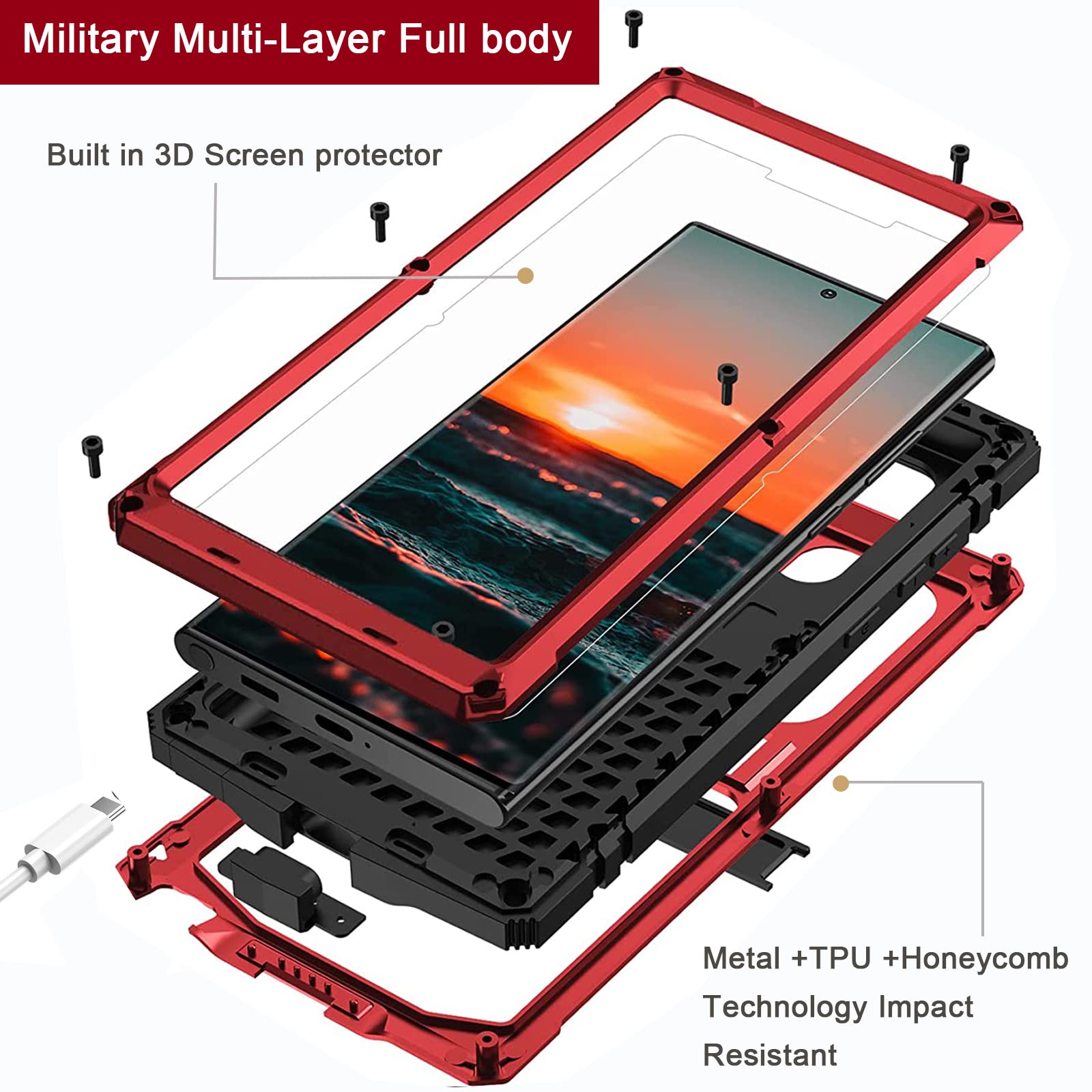 Ninki Camera Cover Case Compatible Samsung Galaxy S23 Ultra Case With Screen Protector Metal,Shockproof Dustproof Cover Phone Ca