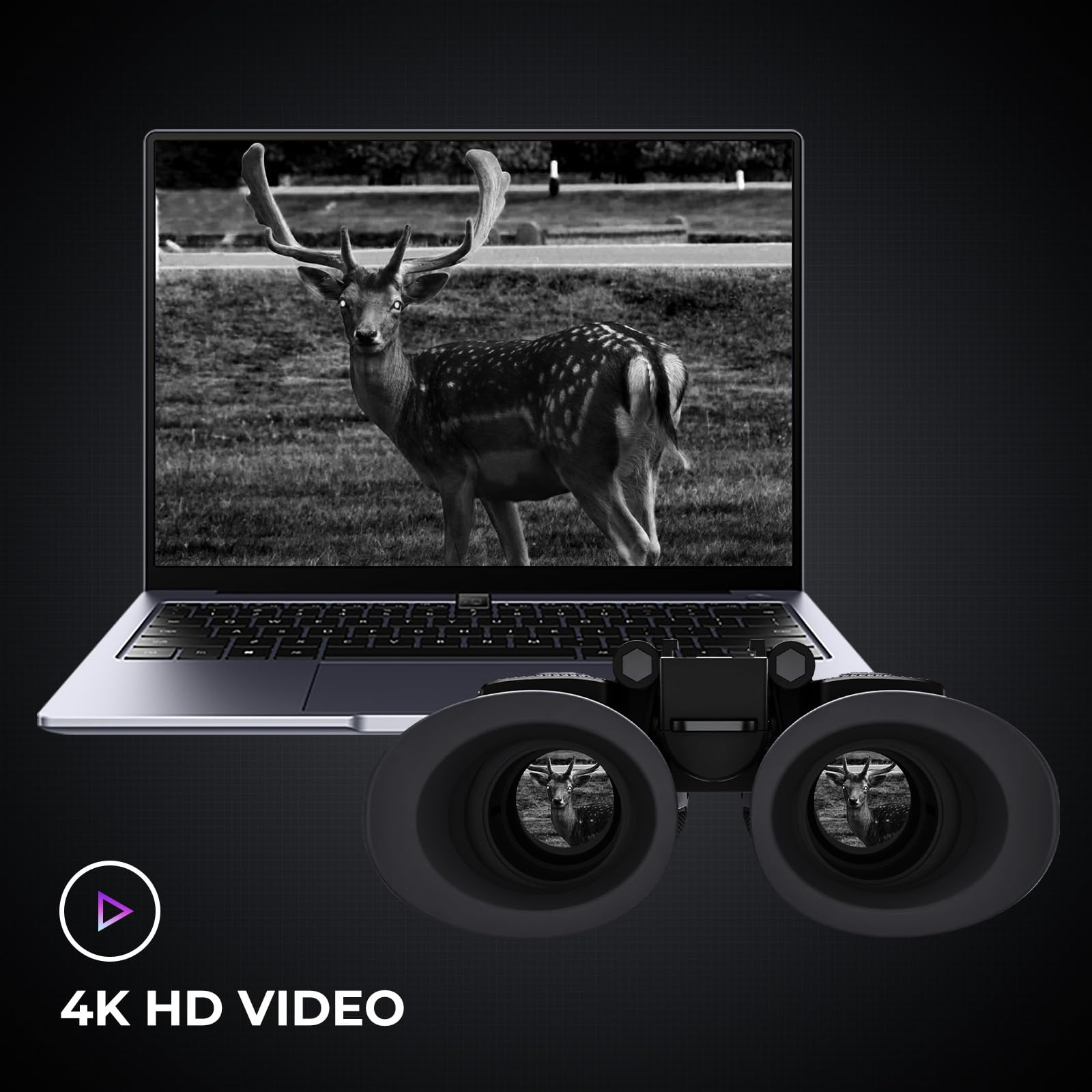 Goyojo 4K Head-Mounted Night Vision Goggles & Binoculars For Adults - Infrared Nvg With Manual Focus & 8X Digital Zoom For Hunti