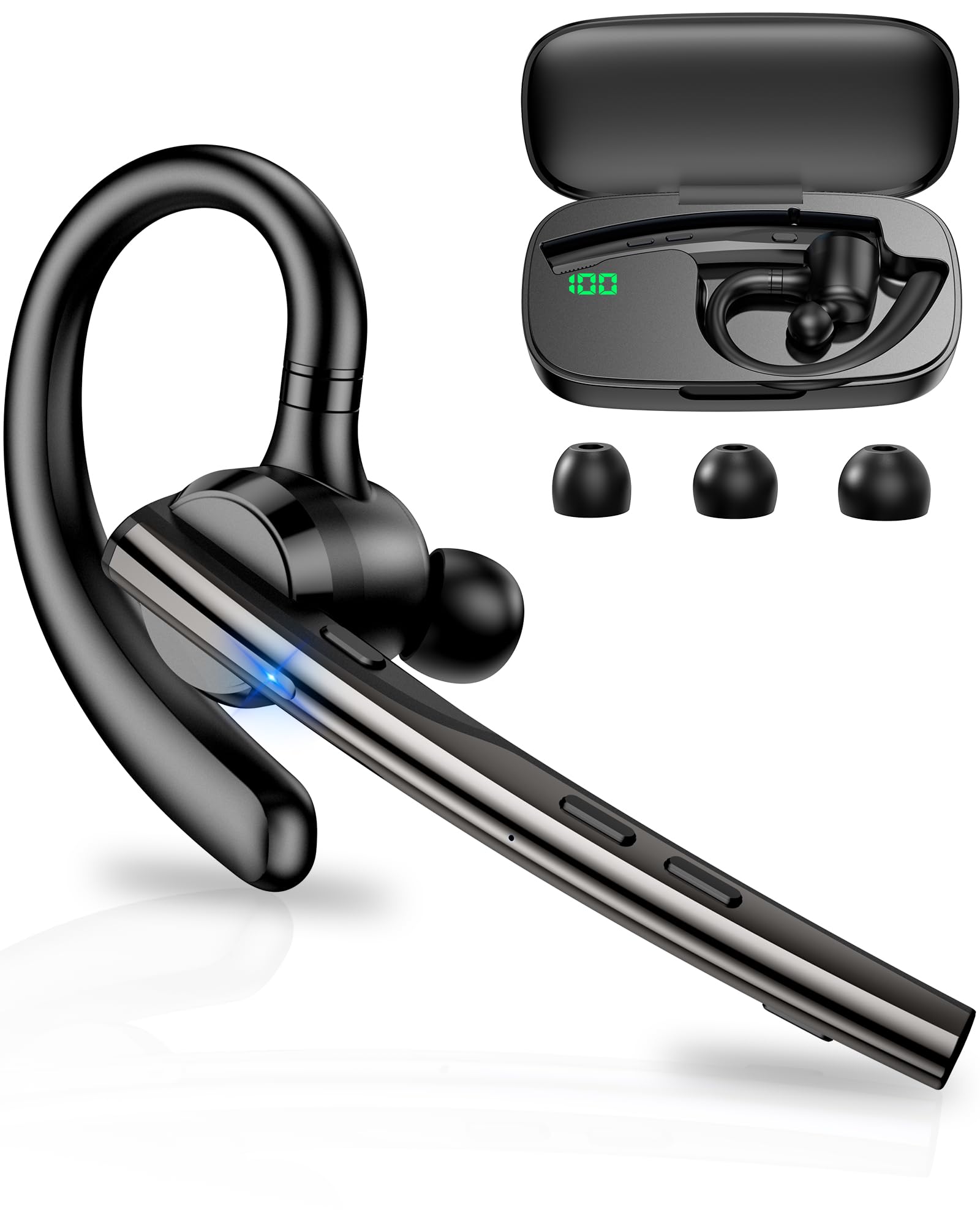 New Bee Bluetooth Headset V5.1 72H Talk Time Dual Mic with Mute Button for Business, Wireless Hand-Free Bluetooth Earpiece with 