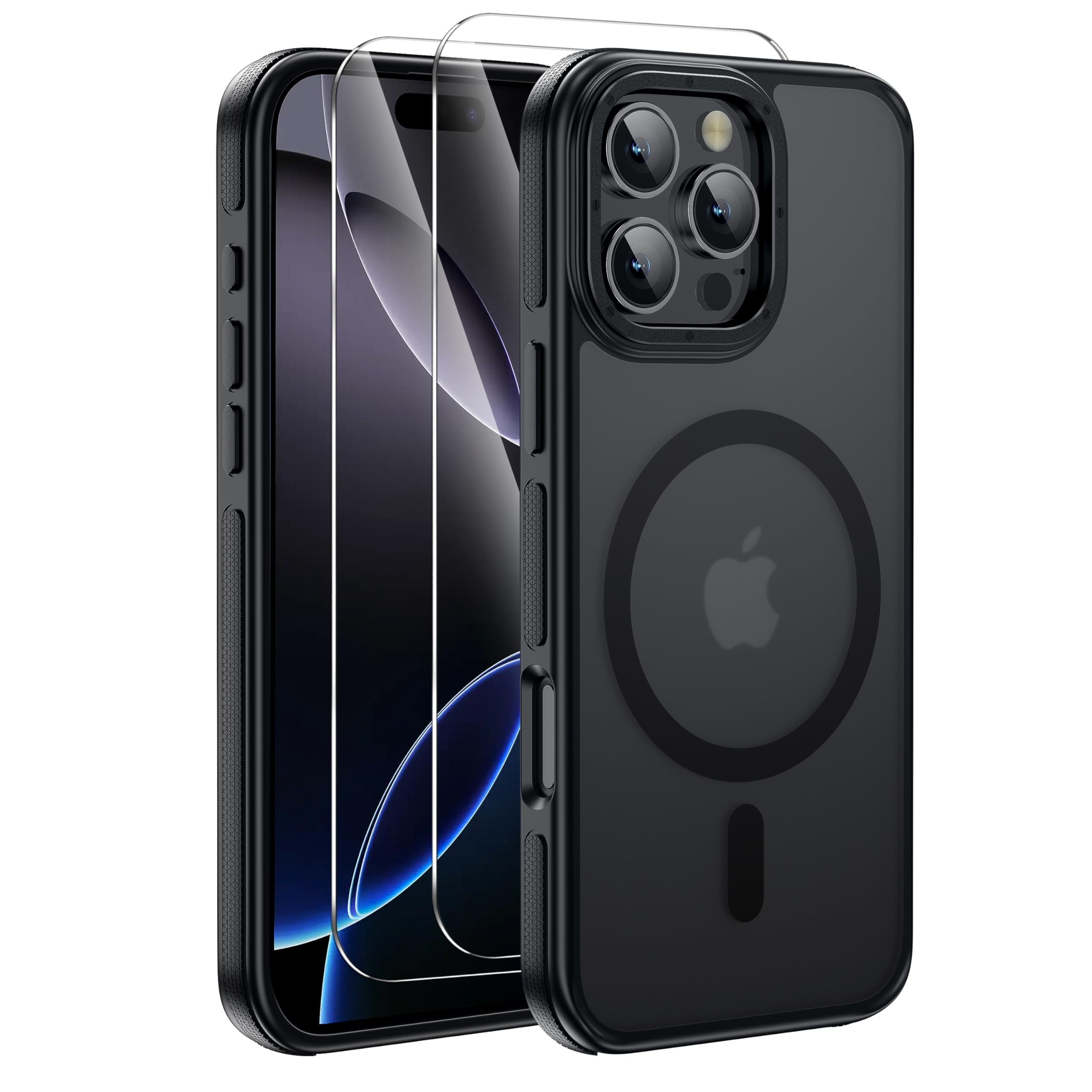 Yzoiko Strong Magnetic Case For Iphone 16 Pro Max [2 Tempered Glass Screen Protectors] Compatible With Magsafe Shockproof Slim T