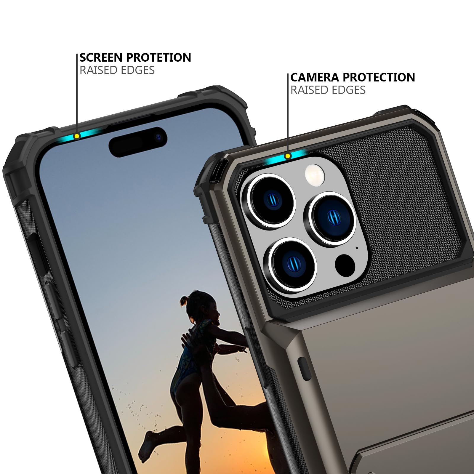 Nvollnoe Compatible With Iphone 15 Pro Max Case With Card Holder[Store 5 Cards] Dual Layer Heavy Duty Shockproof Wallet Case Wit