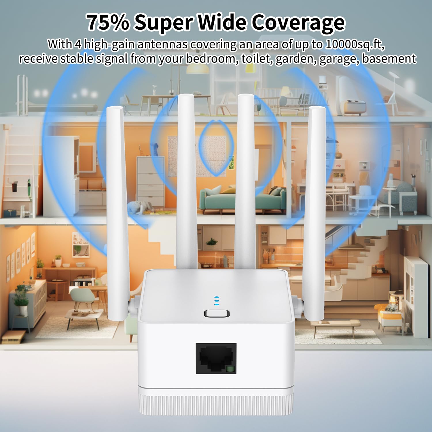 Wifi Extender, 2024 Fastest Wifi Booster 1200Mbps Dual Band (5Ghz/2.4Ghz) Wifi Extenders Signal Booster For Home, Wifi Repeater