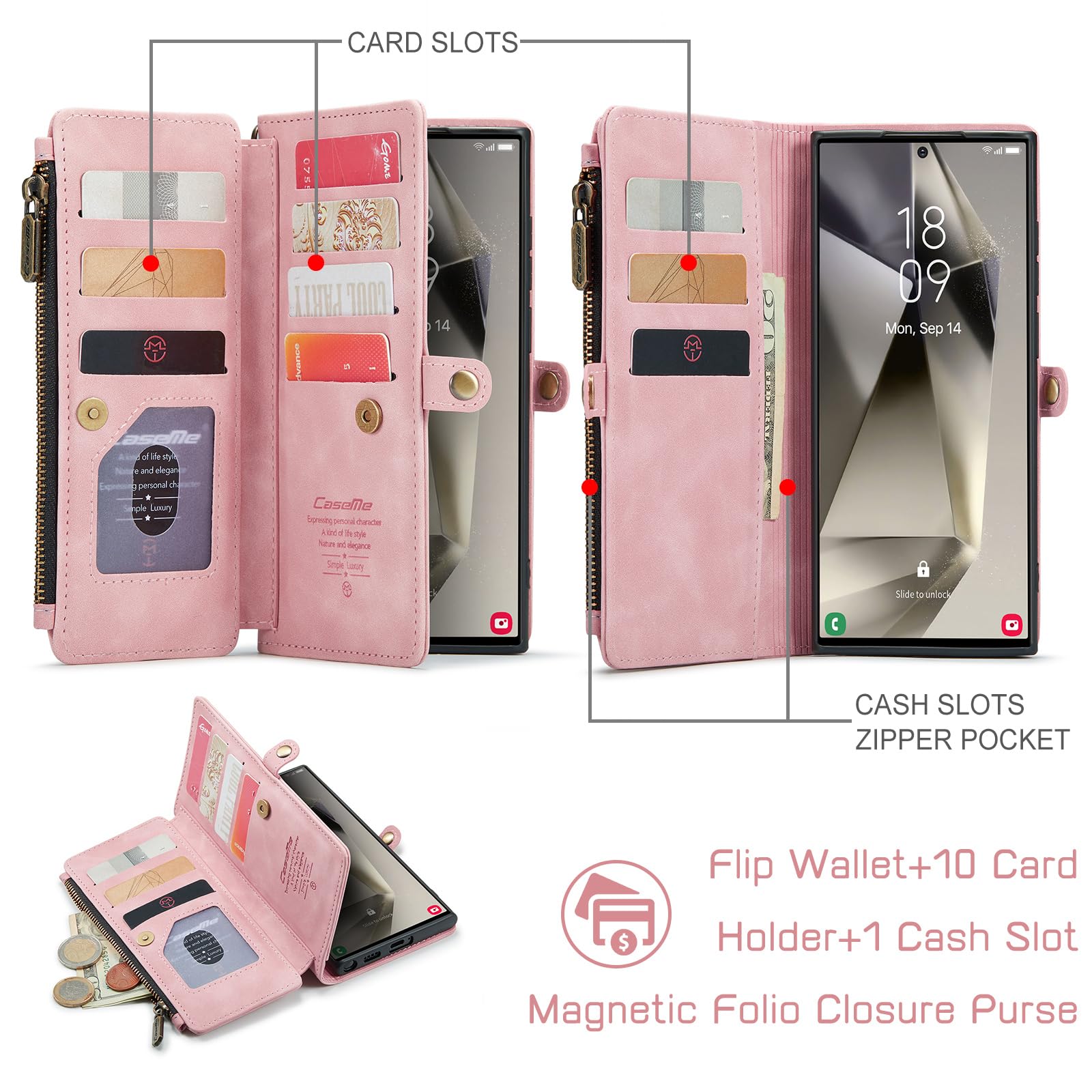 Defencase For Samsung Galaxy S23 Ultra Case, For Samsung S23 Ultra Wallet Case For Women Men, Fashion Pu Leather Magnetic Flip S