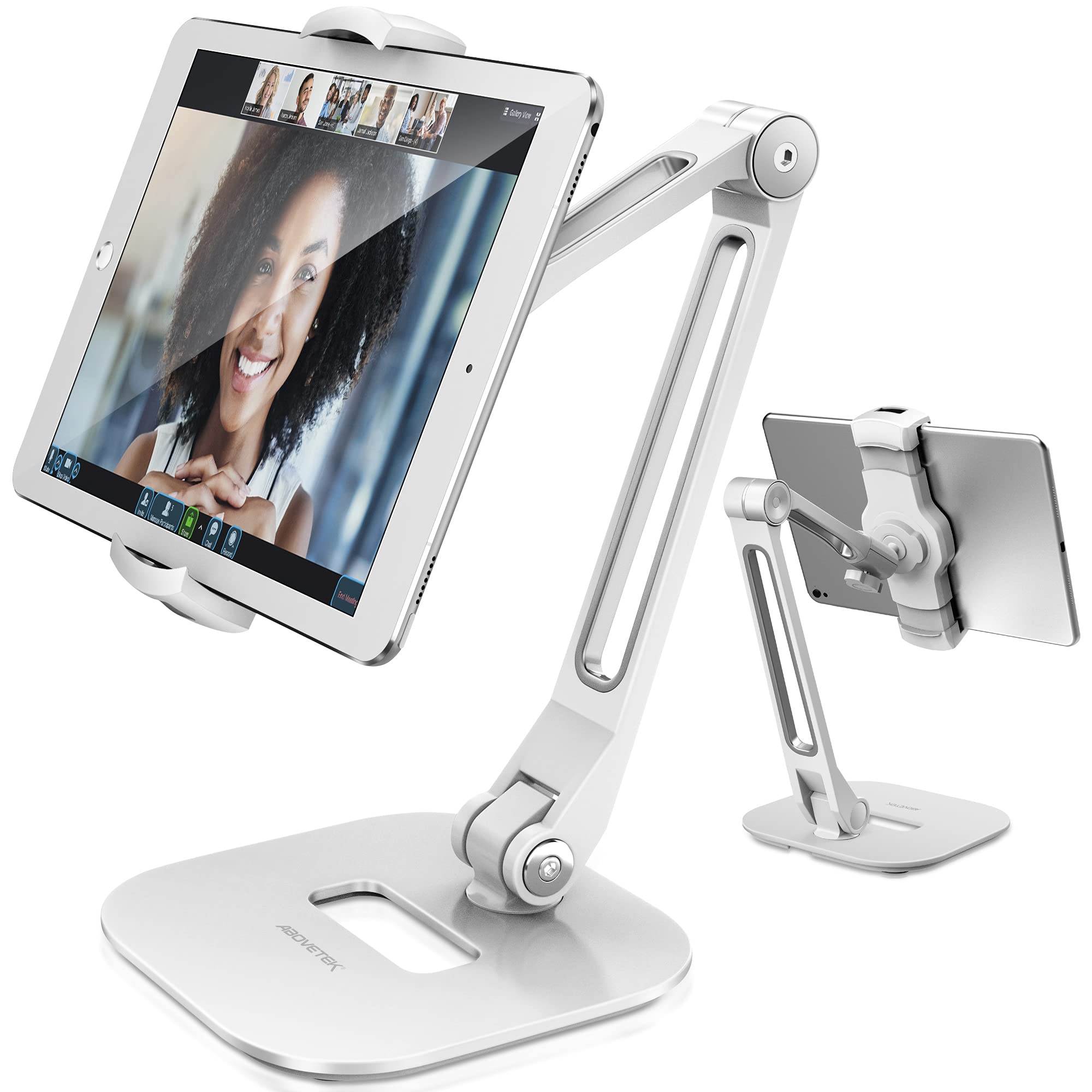 AboveTEK iPad Stand Holder, Multi Angle Adjustable Tablet Stand, 360� Swivel iPad Stand Aluminum Desk Mount Fits 4� 11'(Diagonal) iPad/Mini/Air/Pro for Business Kiosk Office � White
