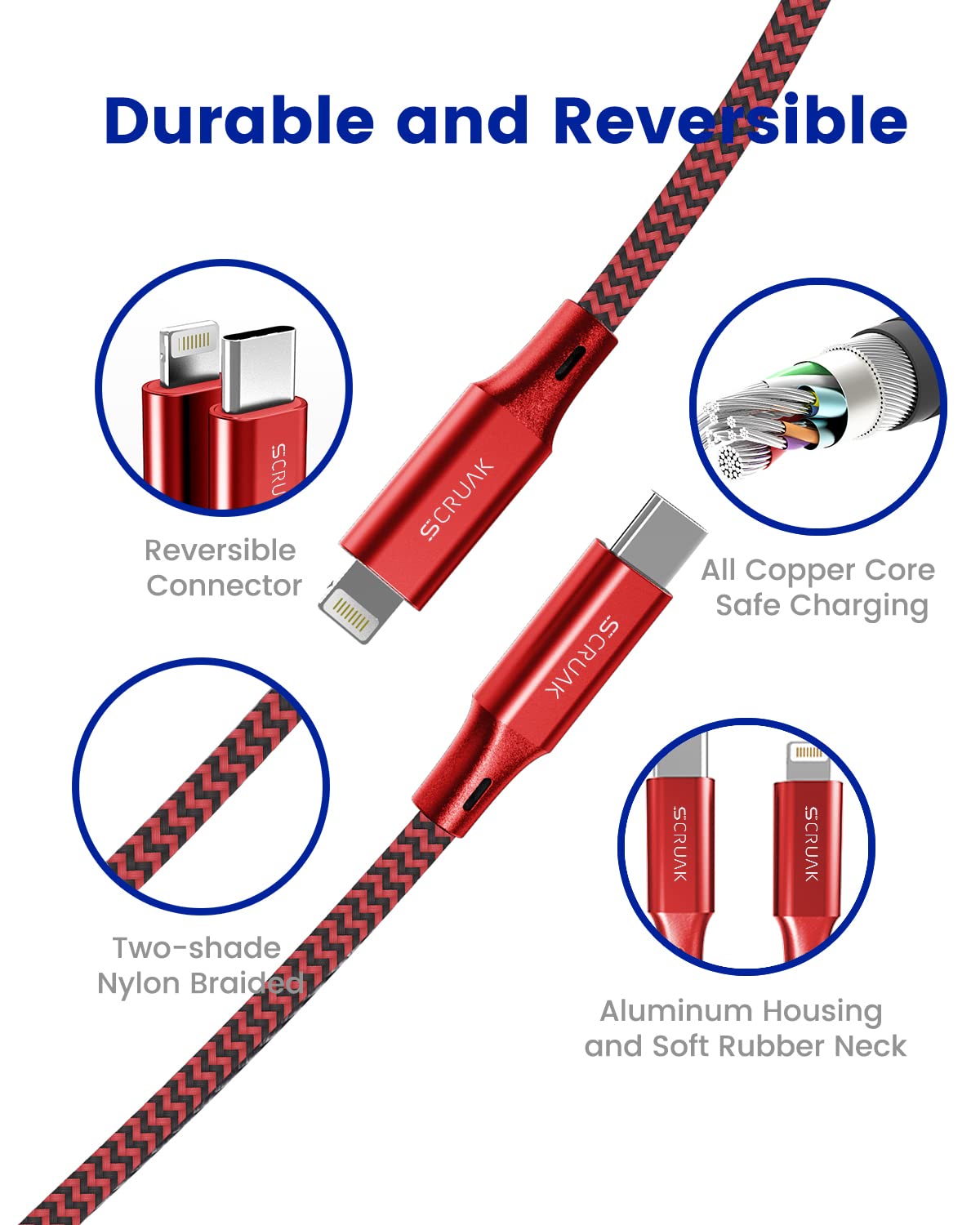 Extra Long Iphone Charger Cord 16Ft, Scruak [Mfi Certified] 16 Ft Usb C To Lightning Cable Fast Charging Nylon Braided Iphone Ch