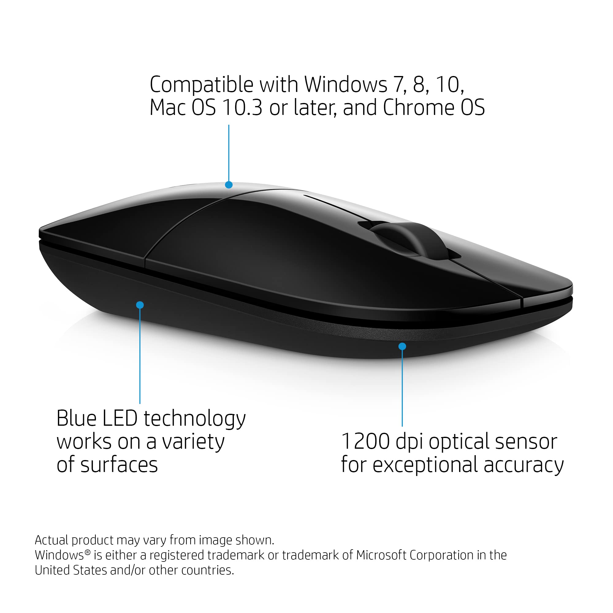 Hp Wireless Mouse Z3700, Black (V0L79Aa#Abl)