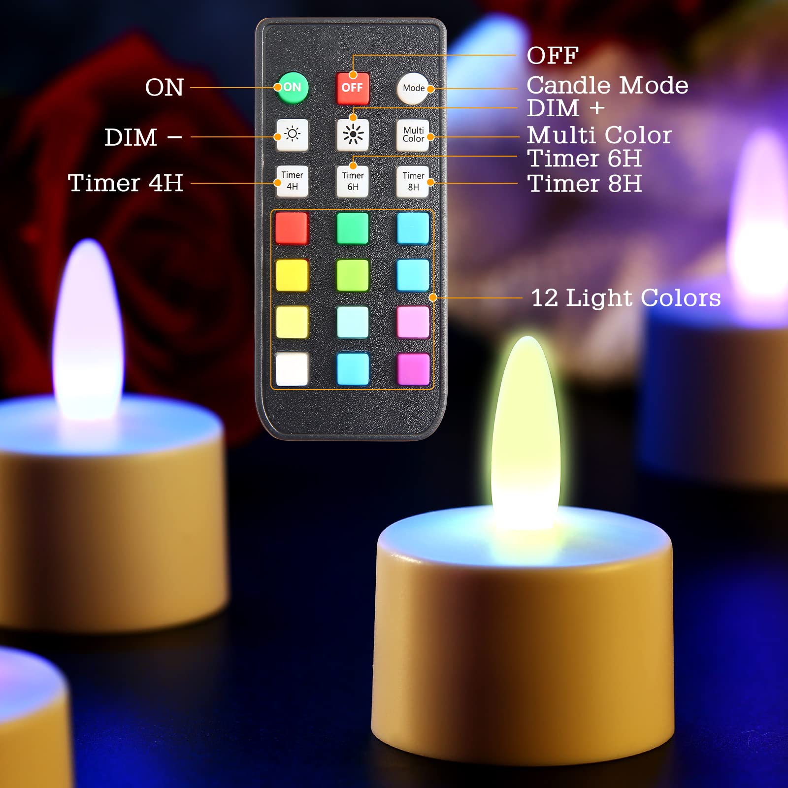 Idyl Light Rechargeable Tea Lights Candles With Charging Base, Flameless Votive Candles With Remote Timer, Flickering 55 Hours W