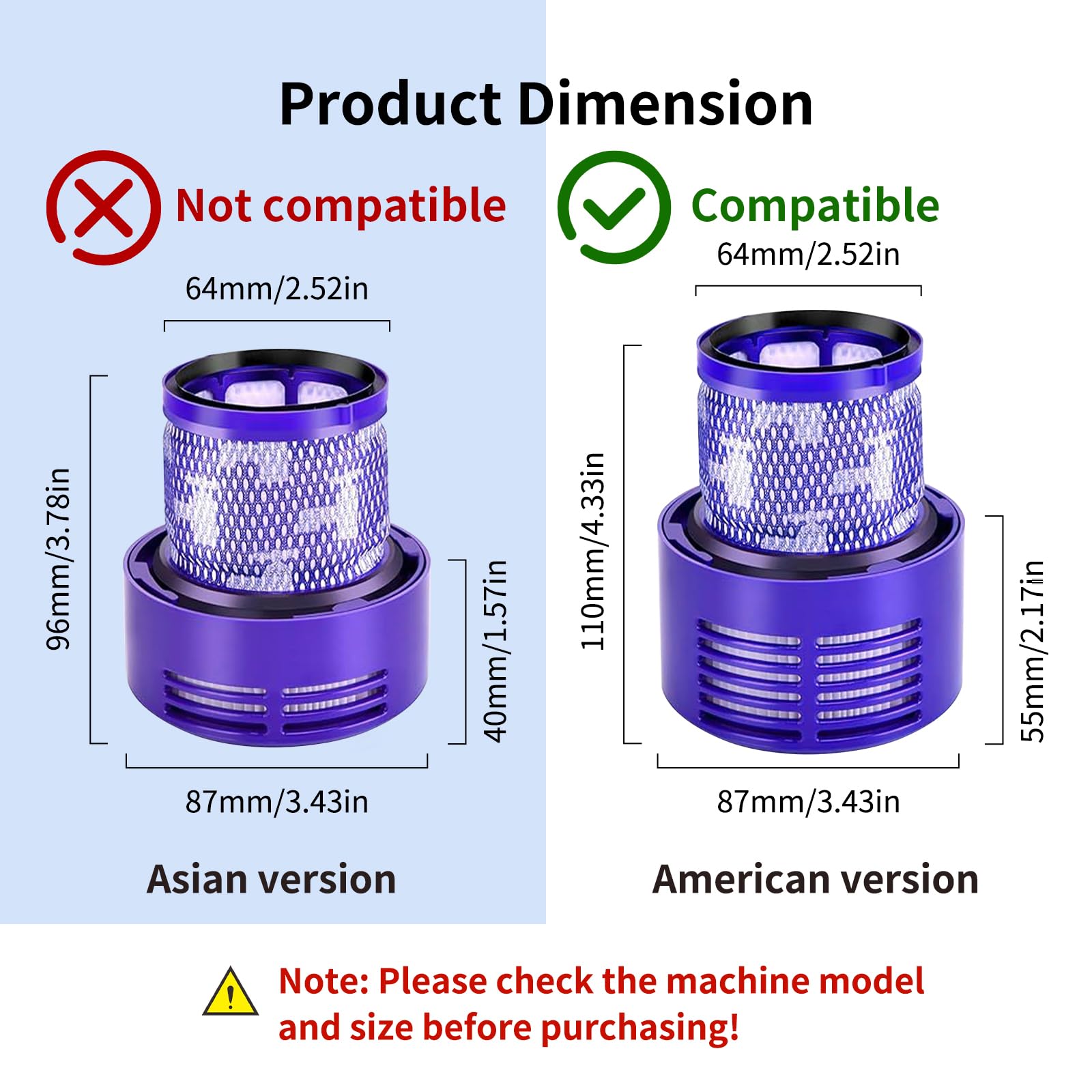 V10 Filter Replacement For Dyson V10 Cyclone Series, V10 Absolute, V10 Animal, V10 Total Clean, Sv12, Replace Part No. 969082 01