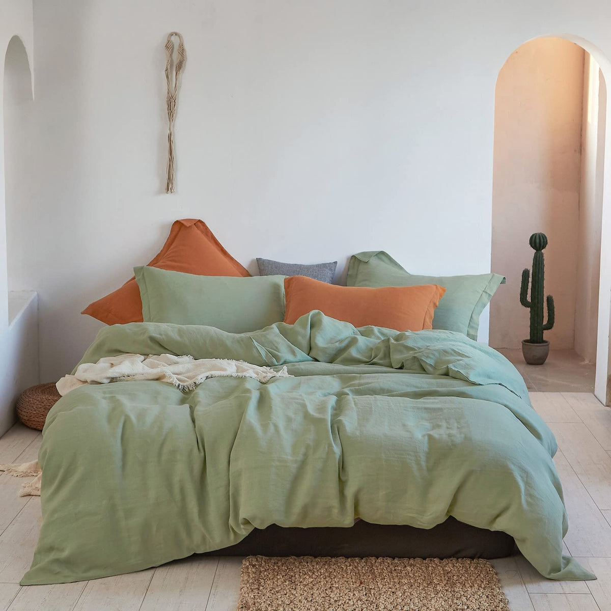 Simpleopulence 100 Linen Duvet Cover Set 2Pcs Basic Style Natural French Washed Flax Solid Color Soft Breathable Farmhouse Beddi