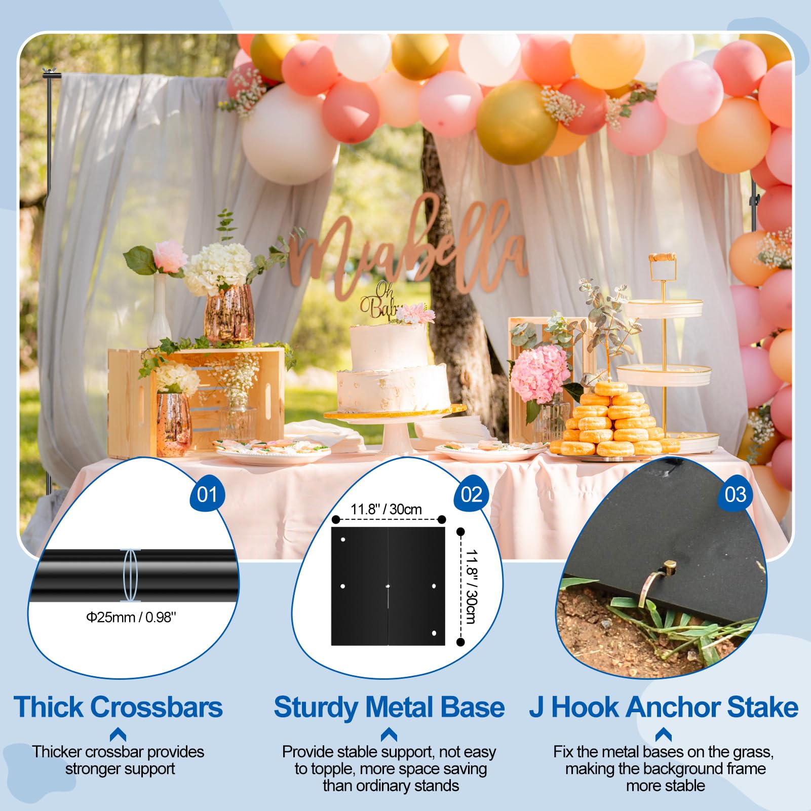 Fudesy Heavy Duty Backdrop Stand, 8.5X10Ft Adjustable Photo Background Stand Support System Kit With Steel Base, Pipe And Drape