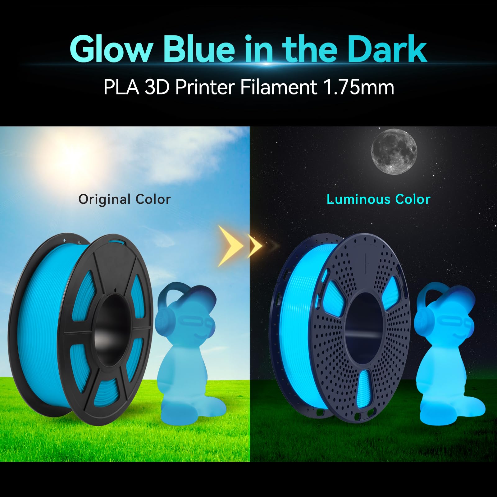 Sunlu Glow In Dark Pla Bundle, Neatly Wound Luminous Pla 3D Printer Filament 1.75Mm, Dimensional Accuracy +/  0.02Mm, 250G Spool