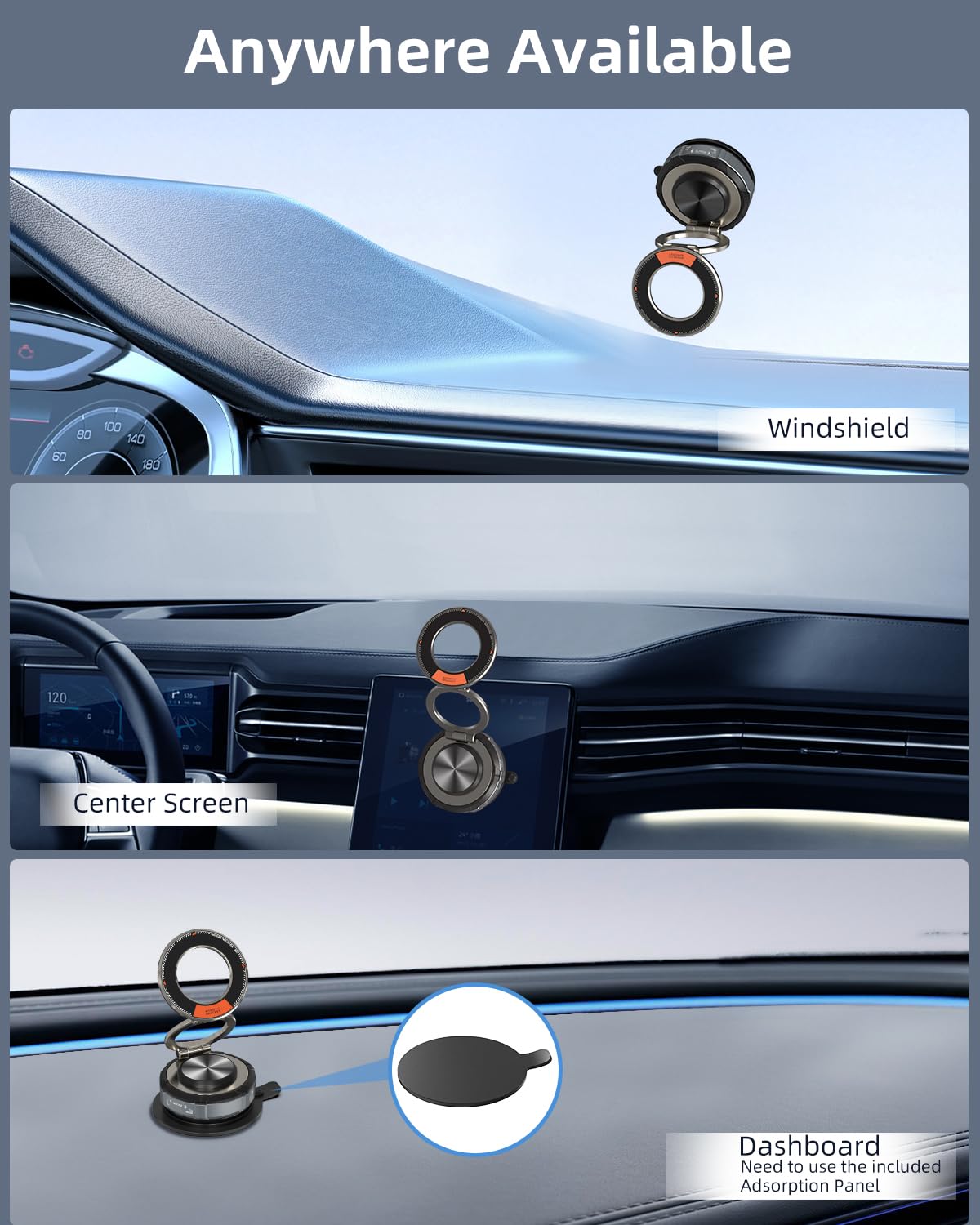 Giieegii 360 Adjustable Vacuum Suction Bracket For Magsafe Car Mount,Vacuum Magnetic Phone Holder,Cell Phone Holders For Your Ca