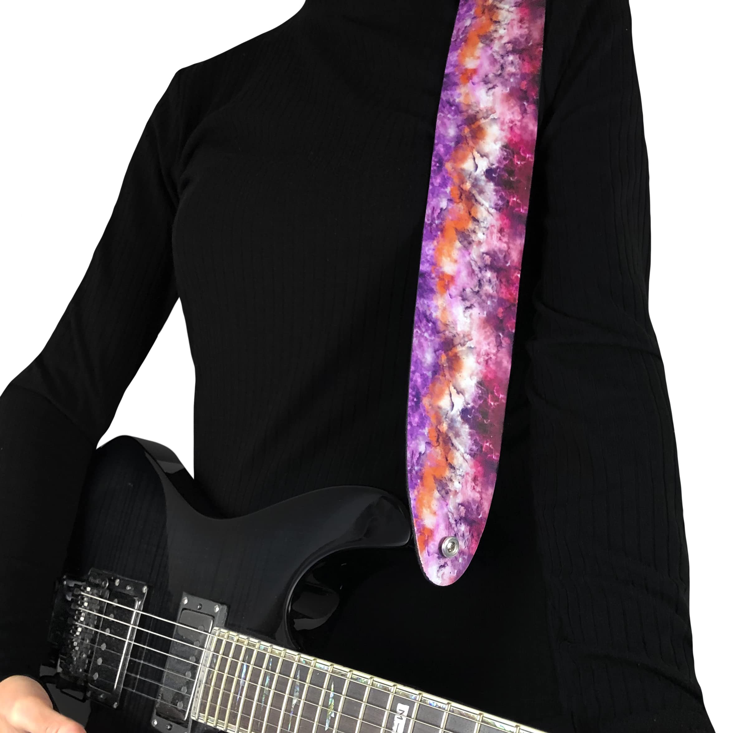 Perris Leathers Ltd. - Guitar Strap - Direct To Leather - Adjustable- Pink Crystal - For Acoustic/Bass/Electric Guitars - Made