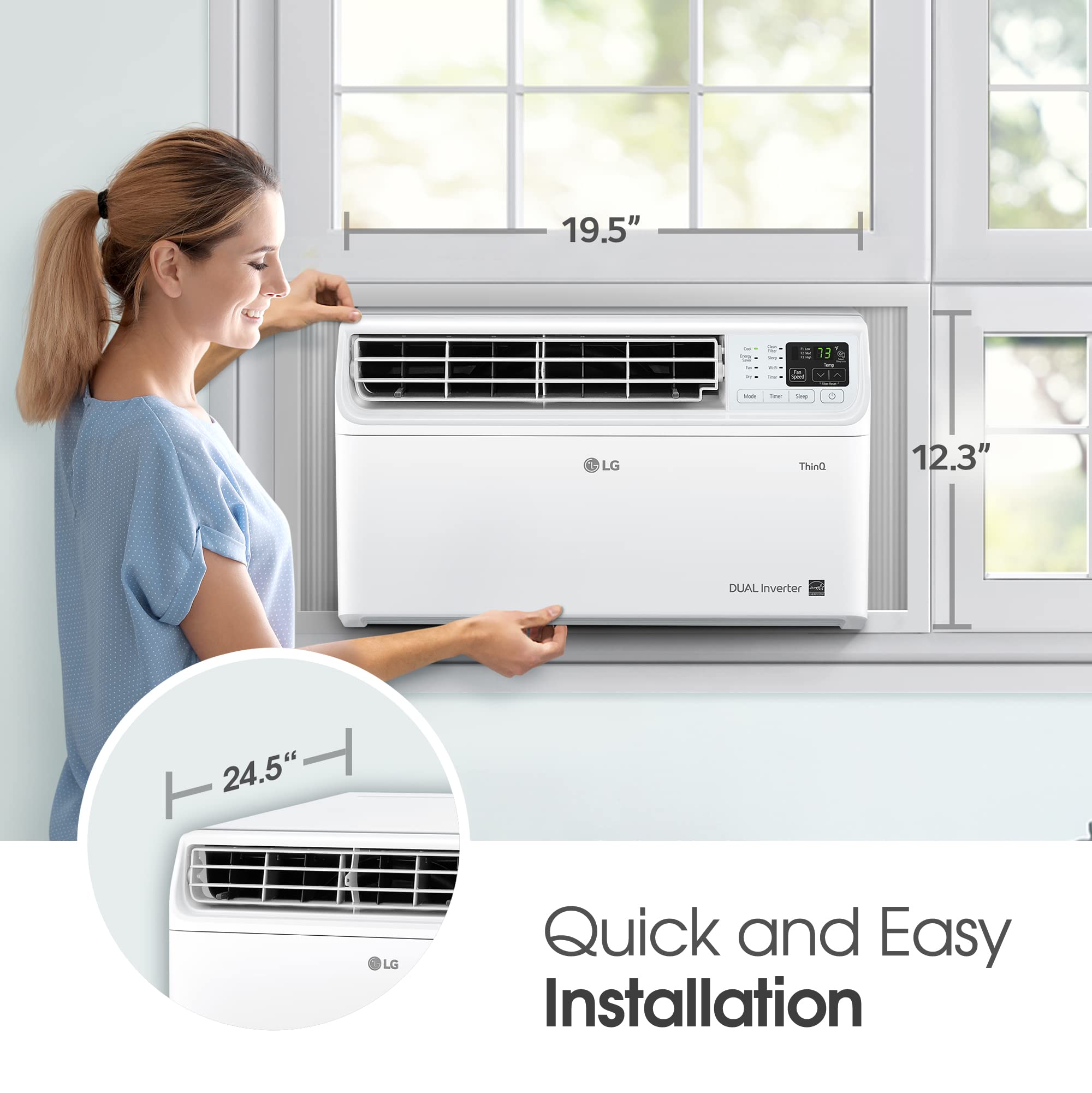 Lg 10000 Btu Window Air Conditioners [2023 New] Dual Inverter Remote Wifi Enabled App Ultra Quiet Washable Filter Cools 450 Sq.F