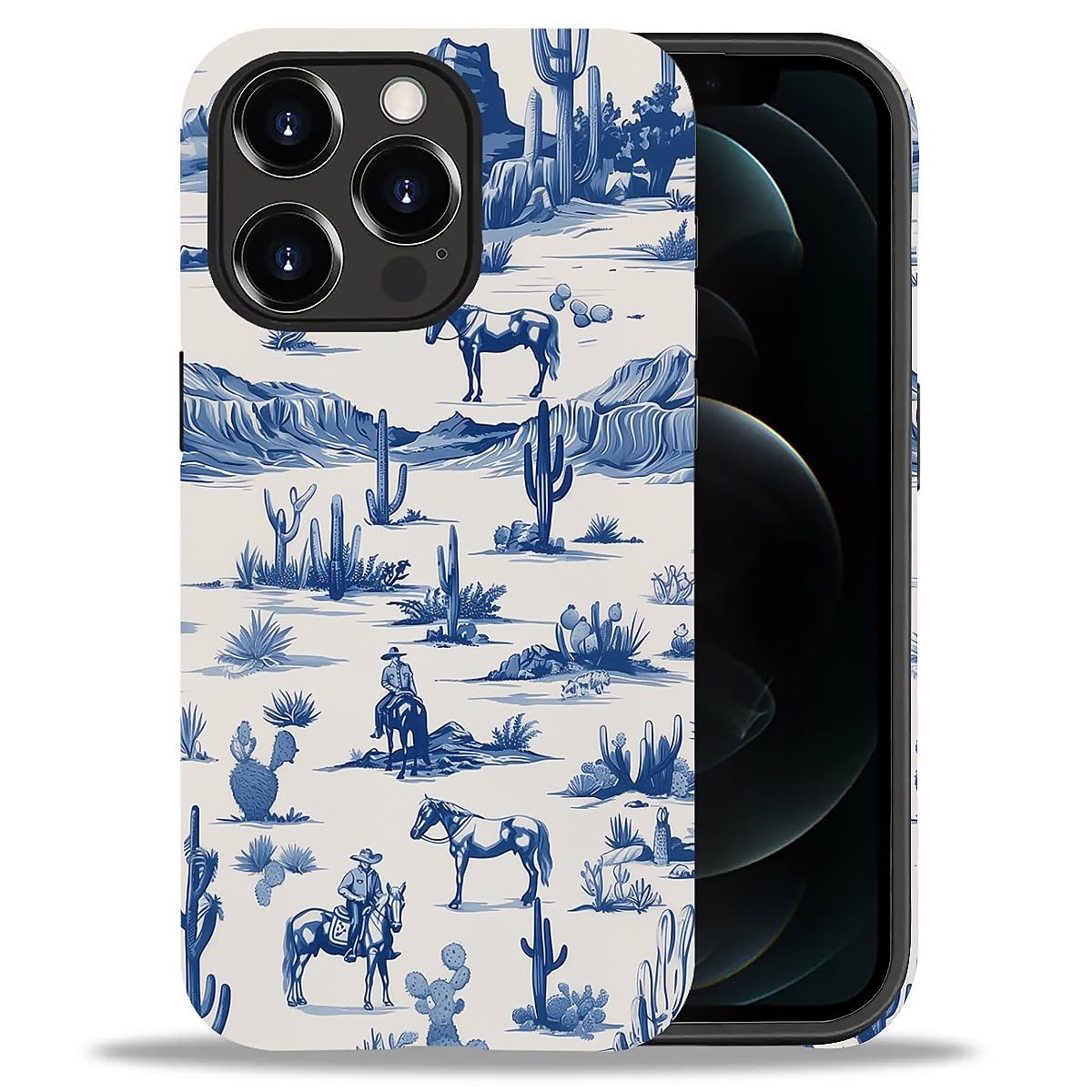 Fkbrcl4U For Iphone 12 Pro Max Case, Hybrid 2-Layer Silicone Protective Matte Case For Girl Women Western Cowboy Horse Cow Deser