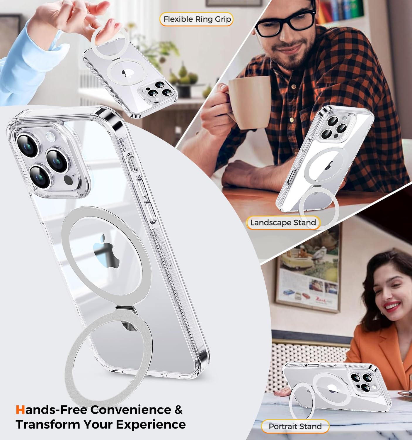 Tlikemiss [Cd Ring Compatible With Magsafe Invisible Stand] Magnetic For Iphone 16 Pro Case, [Clear Bumper Non Yellowing] [Look