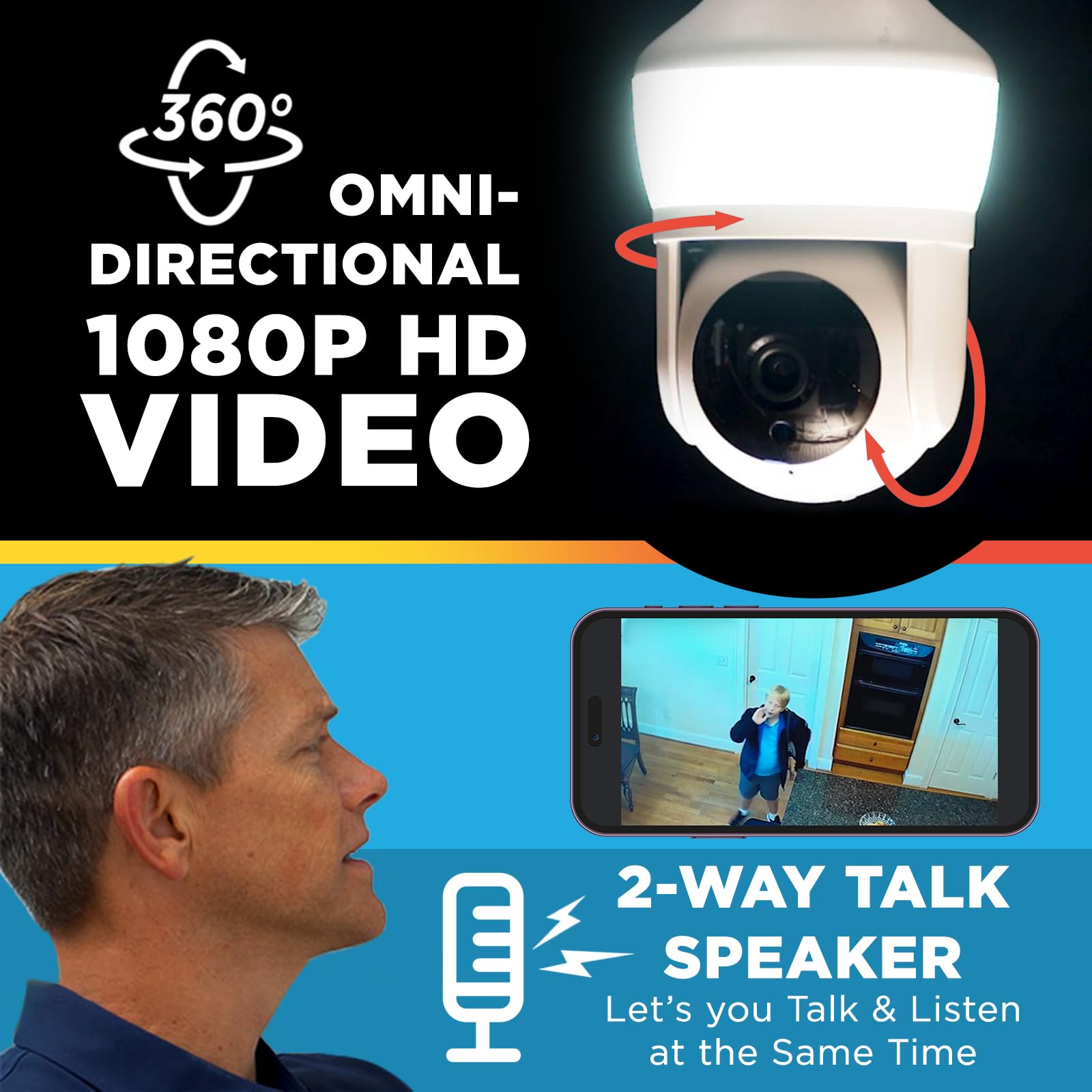 Sight Bulb Pro Security Camera With 80 Watt Equivalent Led Light, Two Way Talk, Hd Video Wifi Smart Camera, Perfect For Indoor O