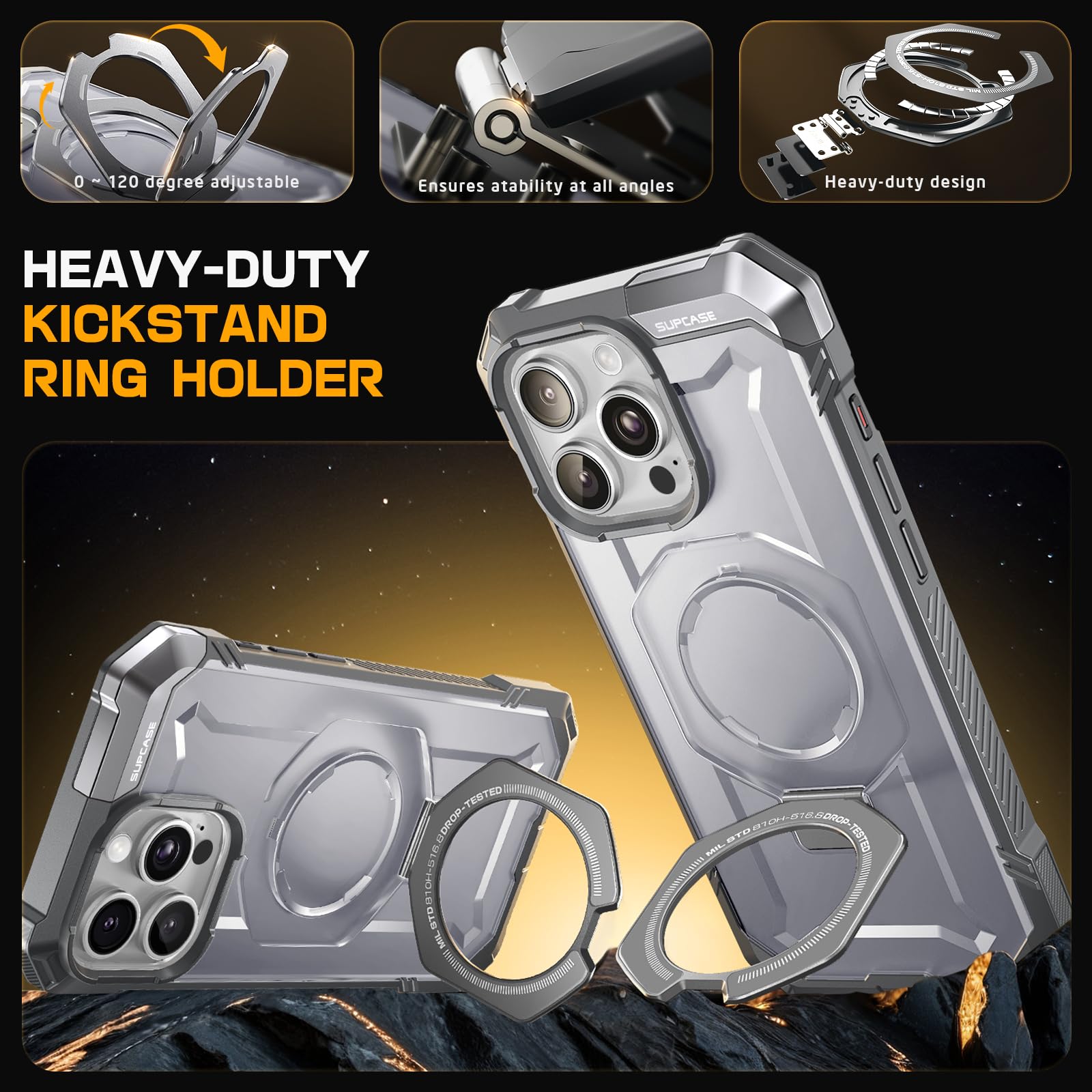 Supcase For Iphone 16 Pro Max Case With Camera Control Capture Button (Unicorn Beetle Grip), [Built In Stand] [Compatible With M