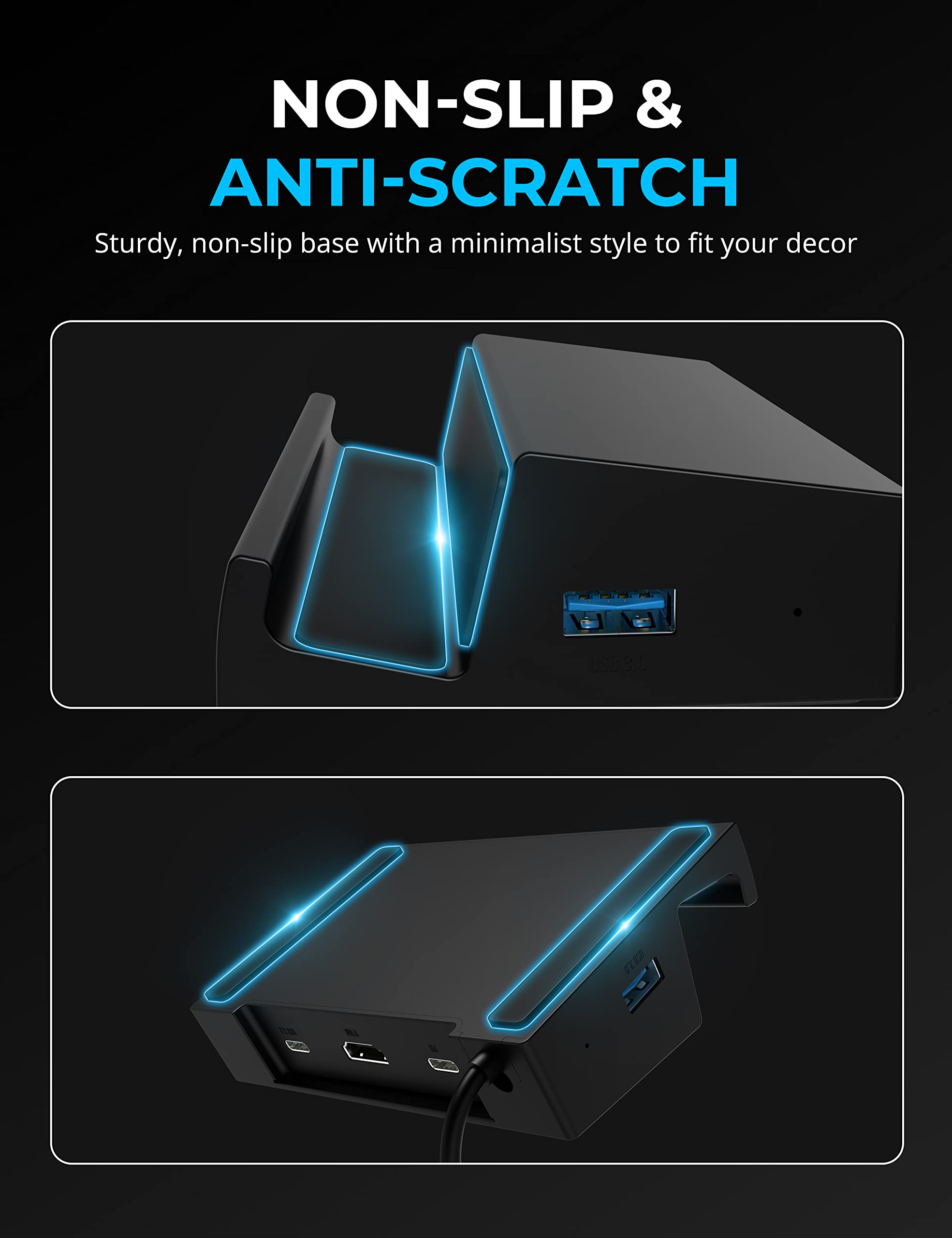 Sabrent 6 Port Docking Station For Steam Deck And Rog Ally Usb C Devices With 95W Pd30 Port, Hdmi 20 4K60Hz, 3 Usb A Ports, Usb